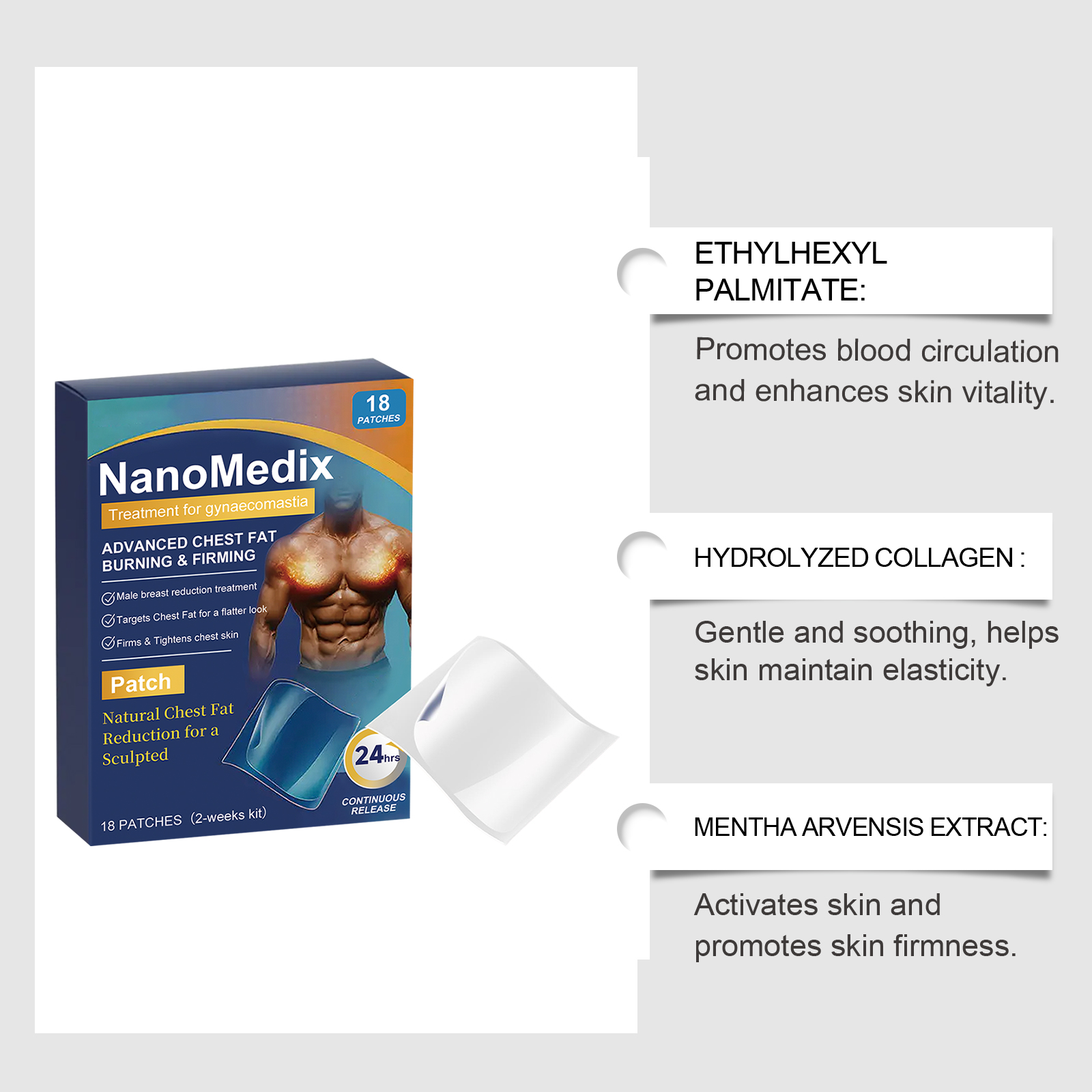 Male Body Care Patch For Chest Skin Nourishing Light Elastic Soft Breathable Cozy Treatment Sticker
