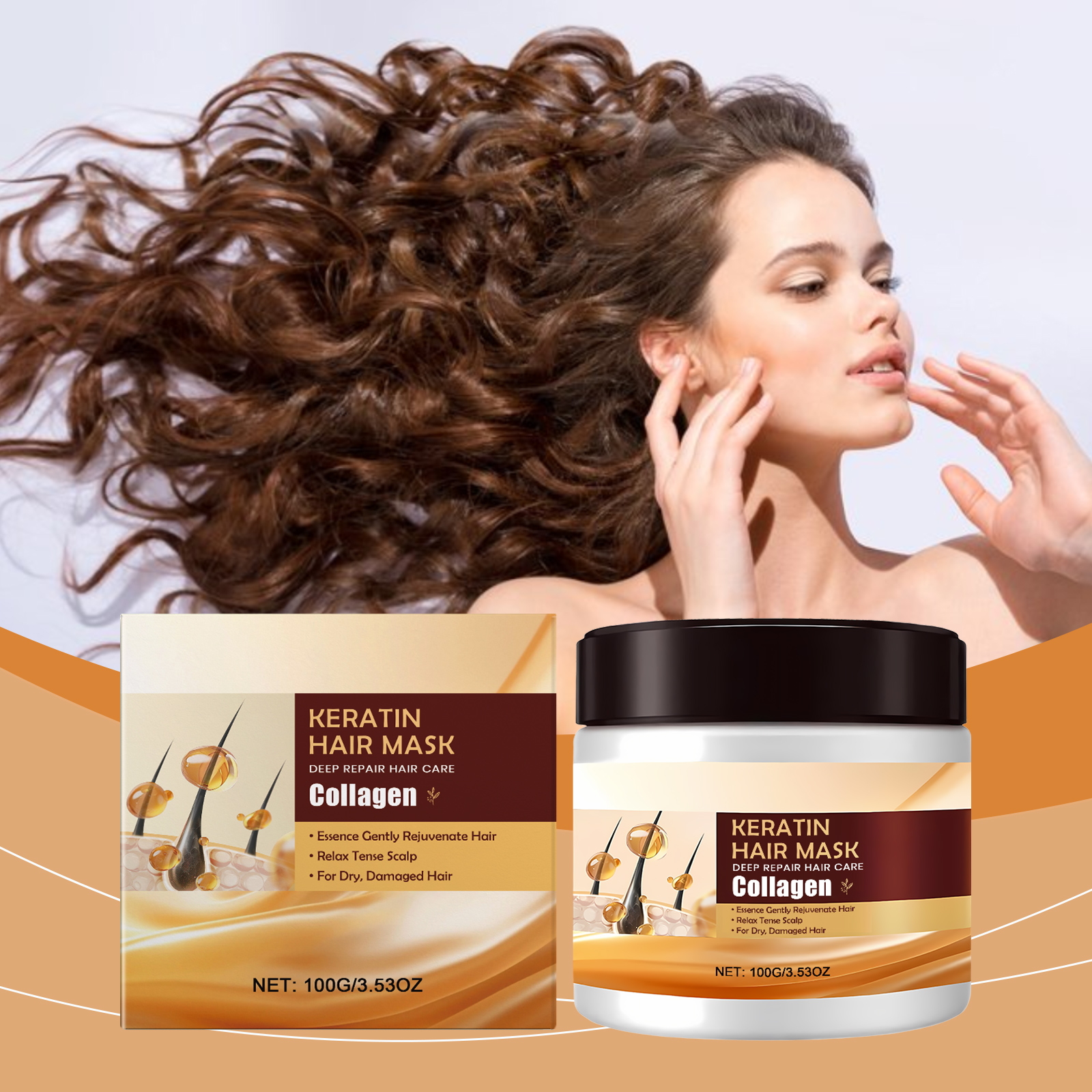 Keratin Nourishing Hair Mask Hydrating Moisturizing Smooth Shiny Fluffy Gentle Care Hair Conditioning For Tresses