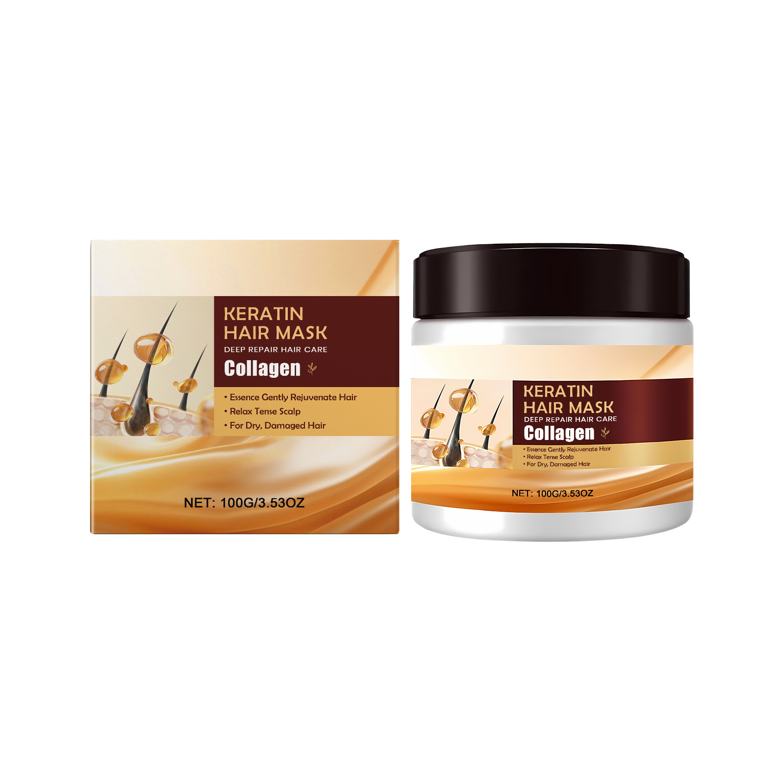 Keratin Nourishing Hair Mask Hydrating Moisturizing Smooth Shiny Fluffy Gentle Care Hair Conditioning For Tresses