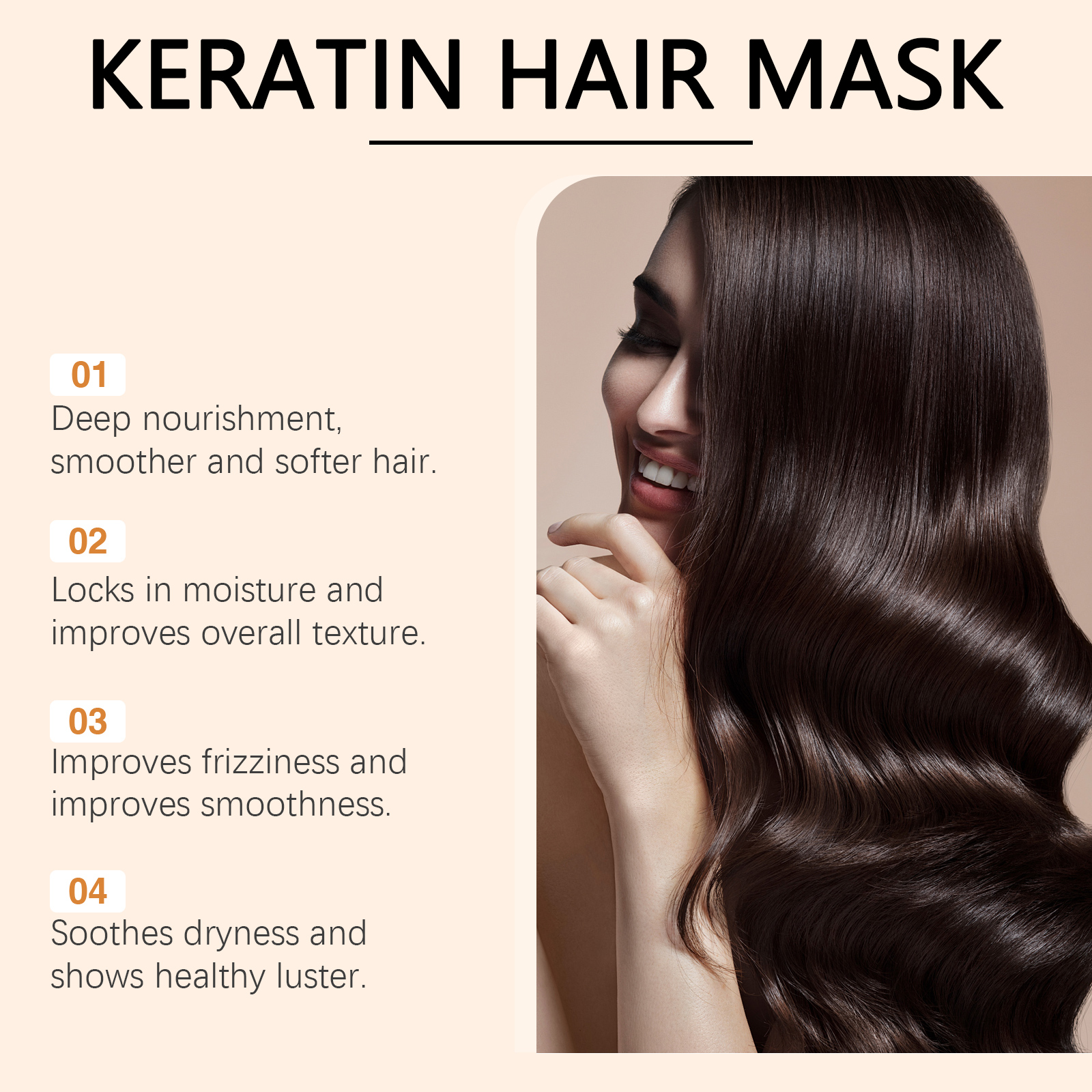 Keratin Nourishing Hair Mask Hydrating Moisturizing Smooth Shiny Fluffy Gentle Care Hair Conditioning For Tresses
