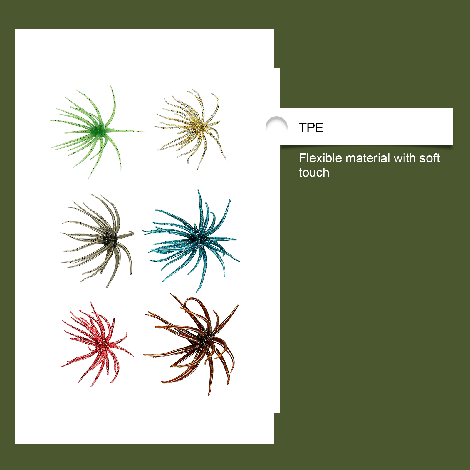Sea Urchin Shaped Soft Plastic Lure Bionic Design High Elastic Material Tear Resistant Fishing Tool Underwater Fish Angling