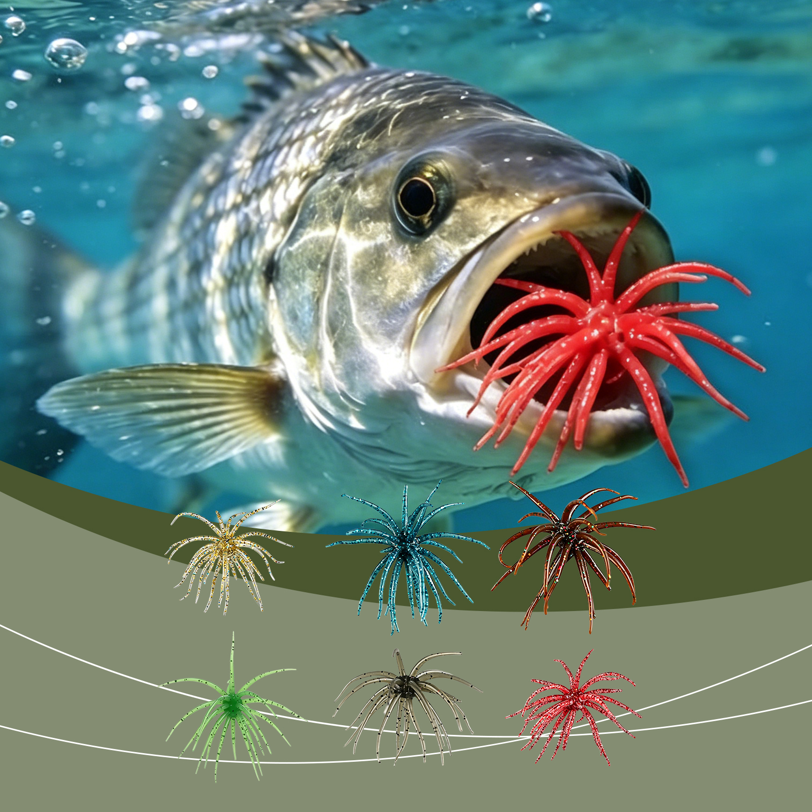 Sea Urchin Shaped Soft Plastic Lure Bionic Design High Elastic Material Tear Resistant Fishing Tool Underwater Fish Angling
