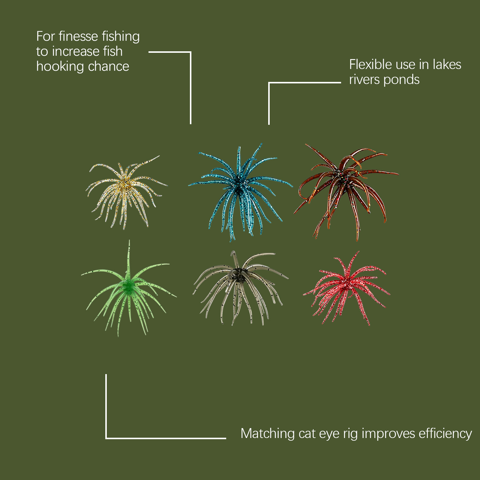 Sea Urchin Shaped Soft Plastic Lure Bionic Design High Elastic Material Tear Resistant Fishing Tool Underwater Fish Angling