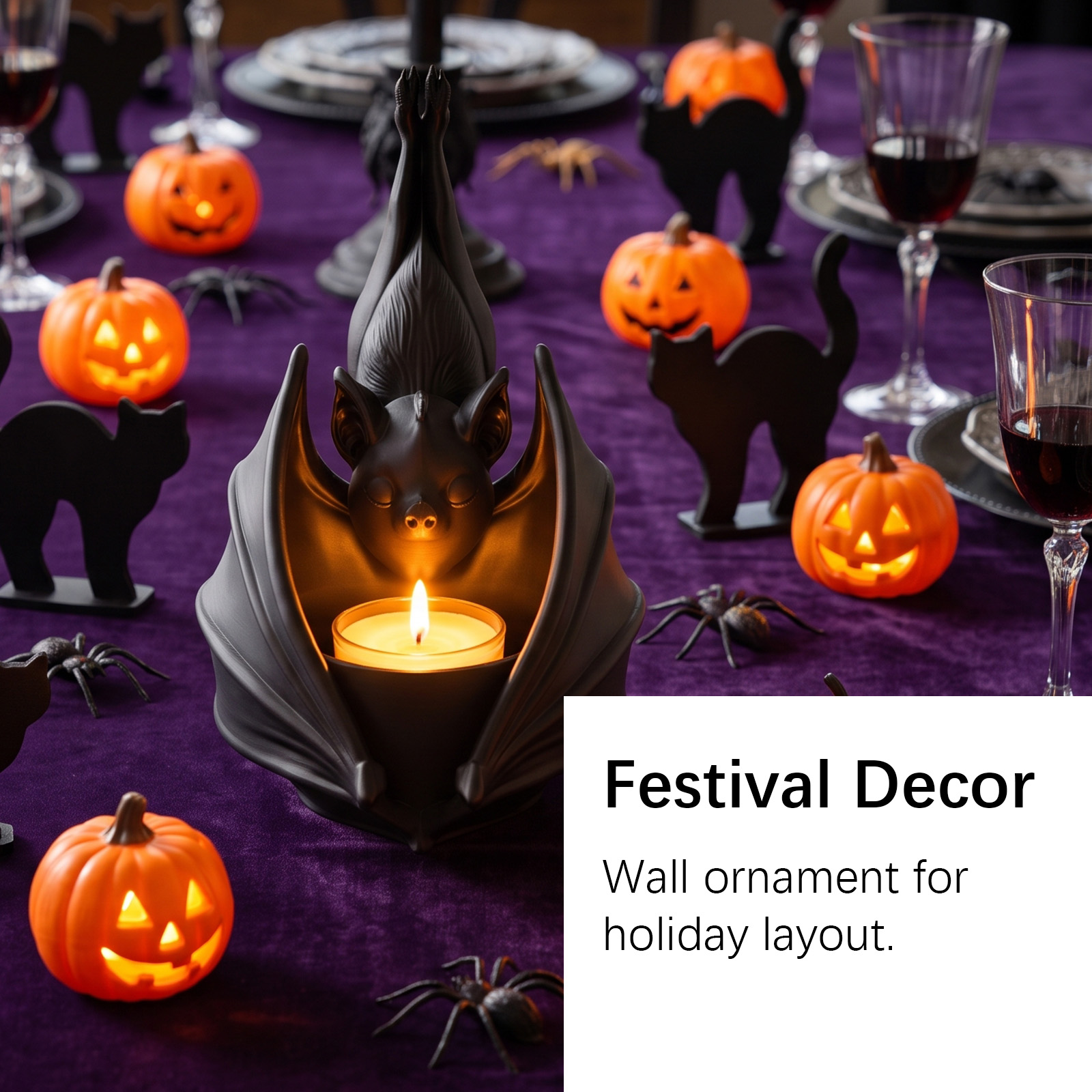 Hanging Bat Flower Pot Halloween Creative Gothic Iron Wall Mount Balcony Succulent Decor Vessel