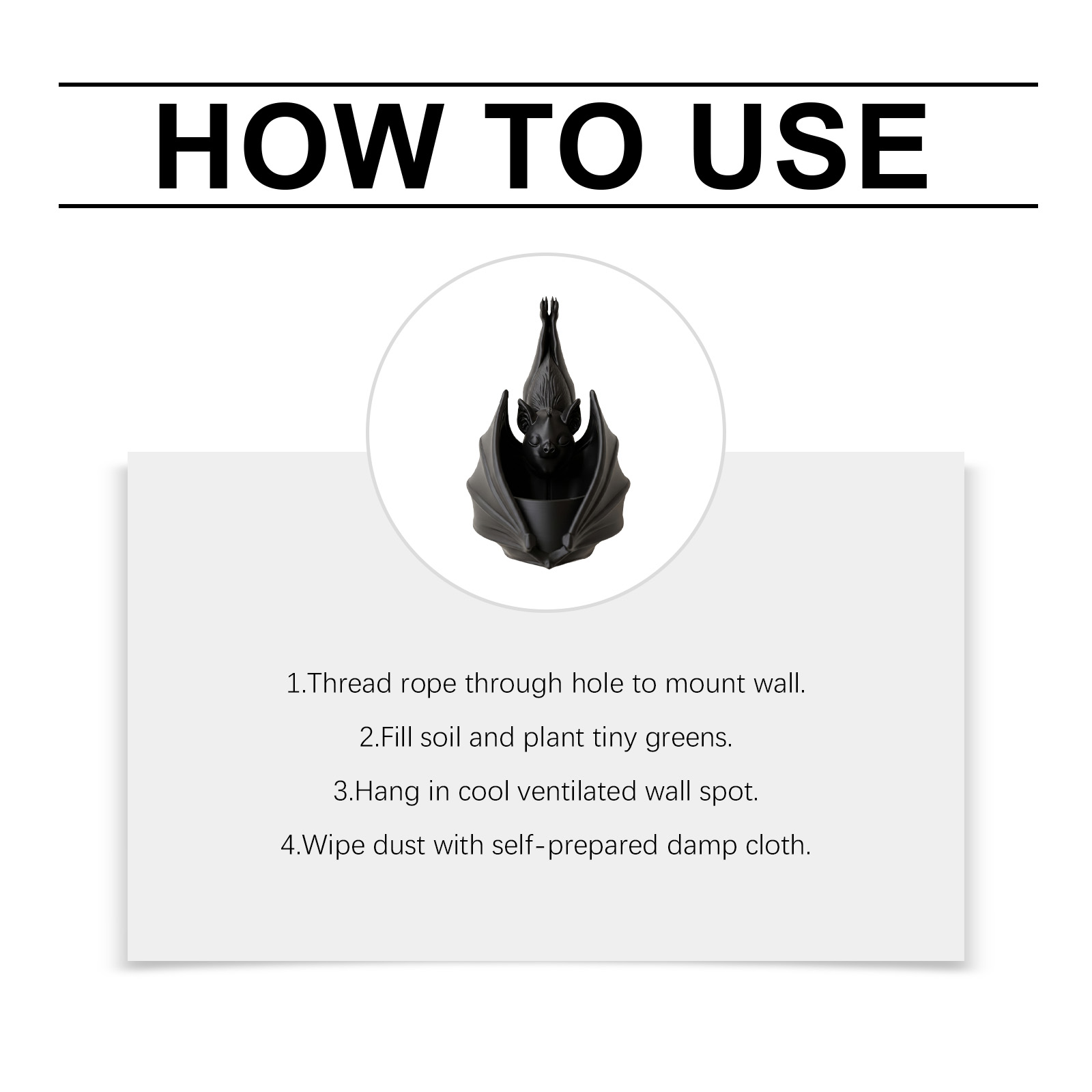 Hanging Bat Flower Pot Halloween Creative Gothic Iron Wall Mount Balcony Succulent Decor Vessel