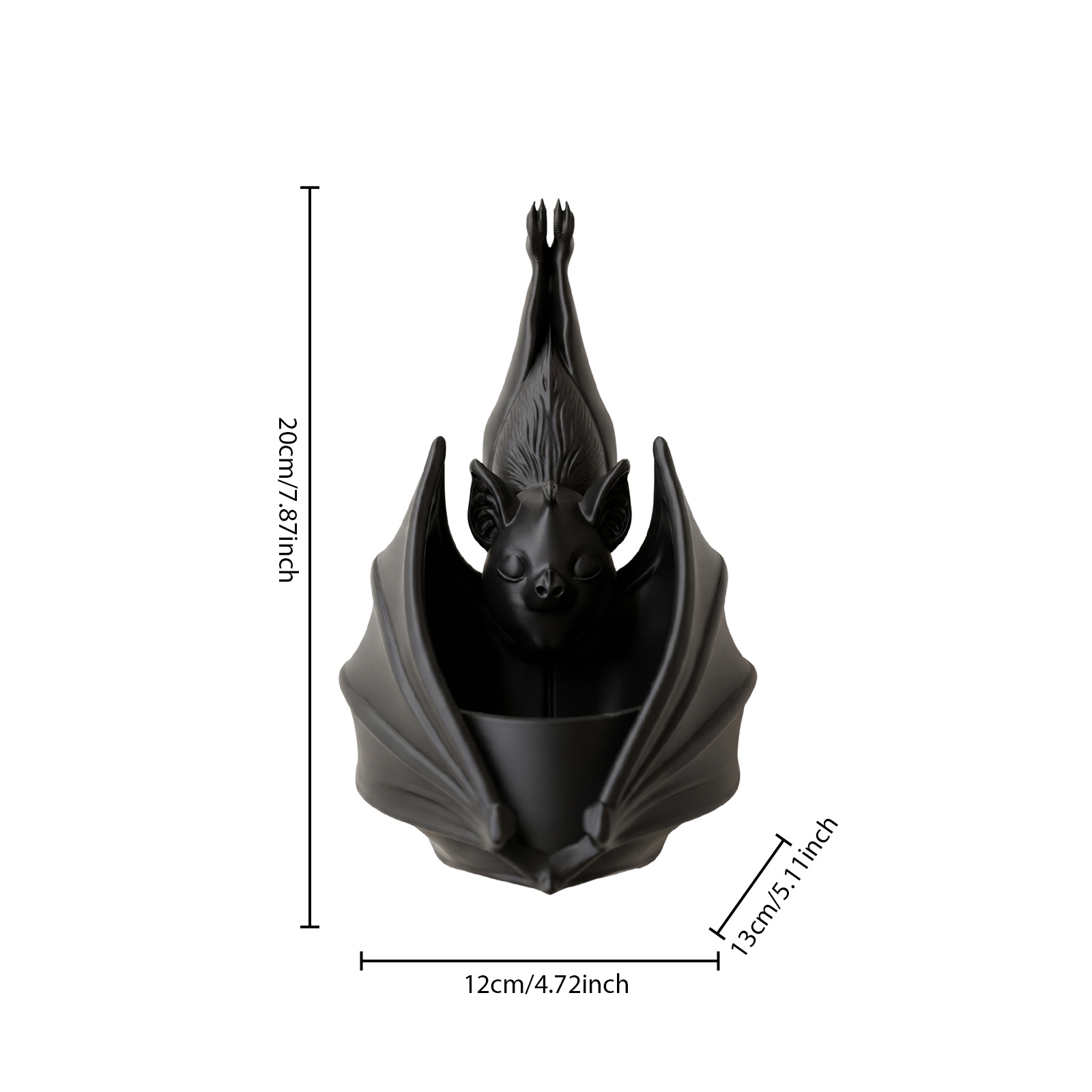 Hanging Bat Flower Pot Halloween Creative Gothic Iron Wall Mount Balcony Succulent Decor Vessel