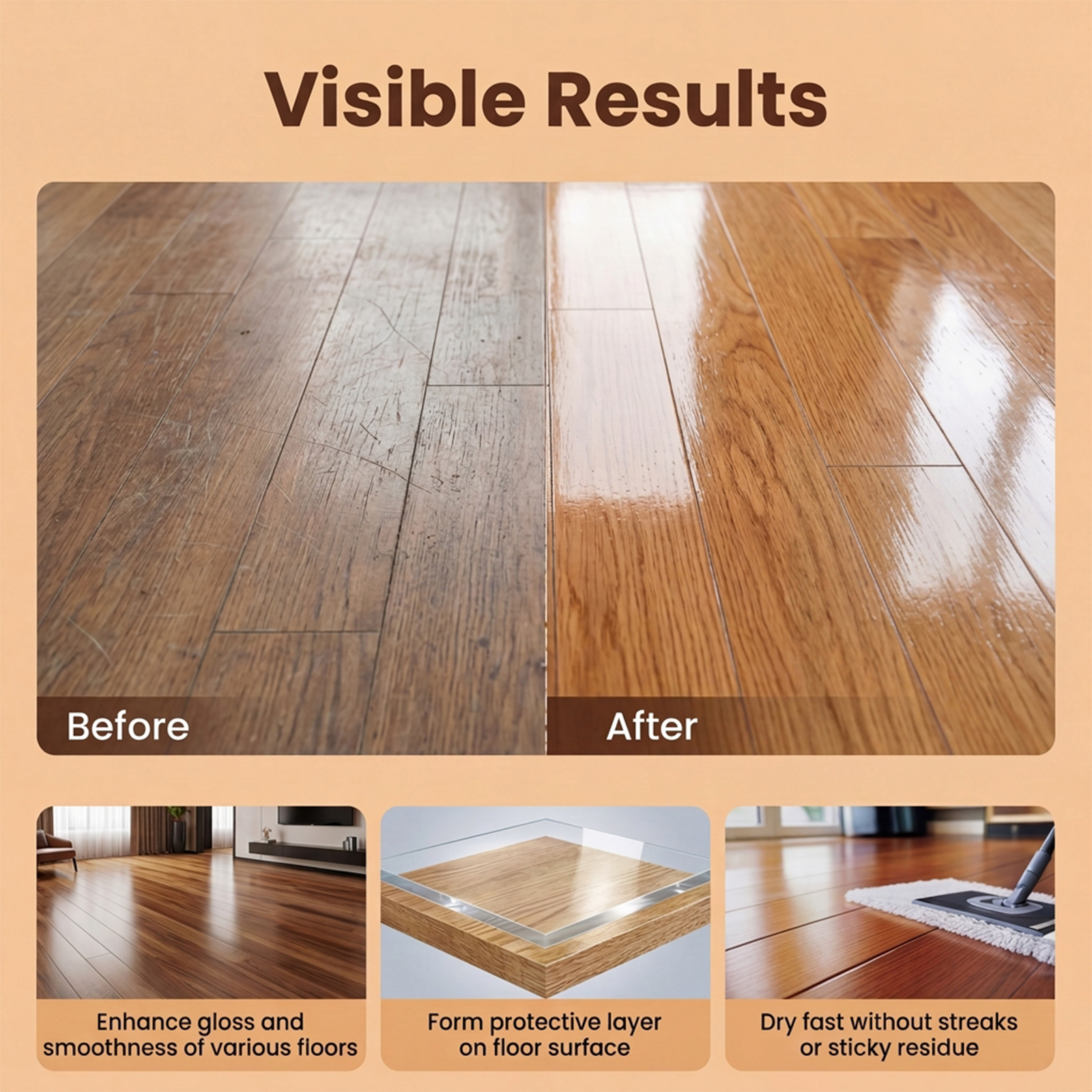 Floor Polish Cleaner Effective Remove Scratch Dirt Daily Bright Convenient Care Agent For All Floors