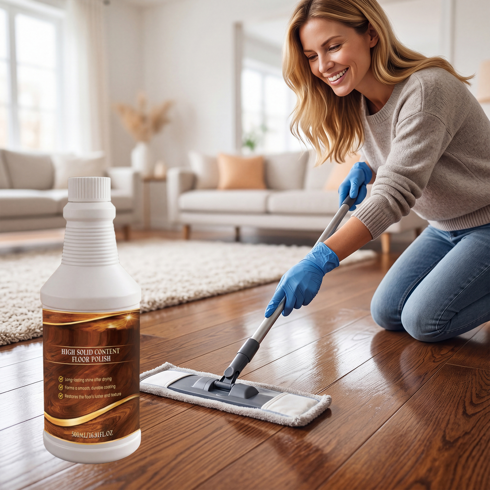 Floor Polish Cleaner Effective Remove Scratch Dirt Daily Bright Convenient Care Agent For All Floors
