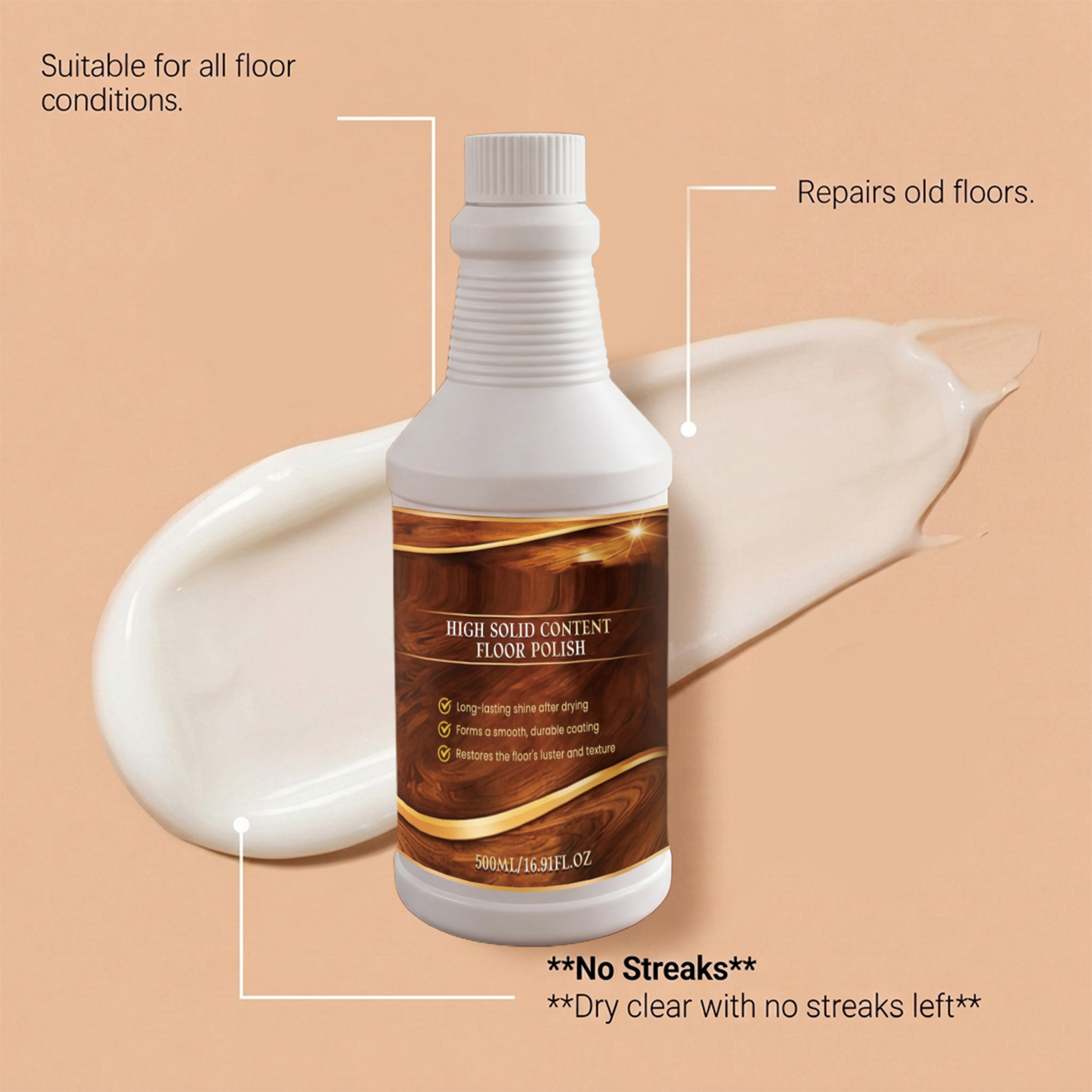 Floor Polish Cleaner Effective Remove Scratch Dirt Daily Bright Convenient Care Agent For All Floors