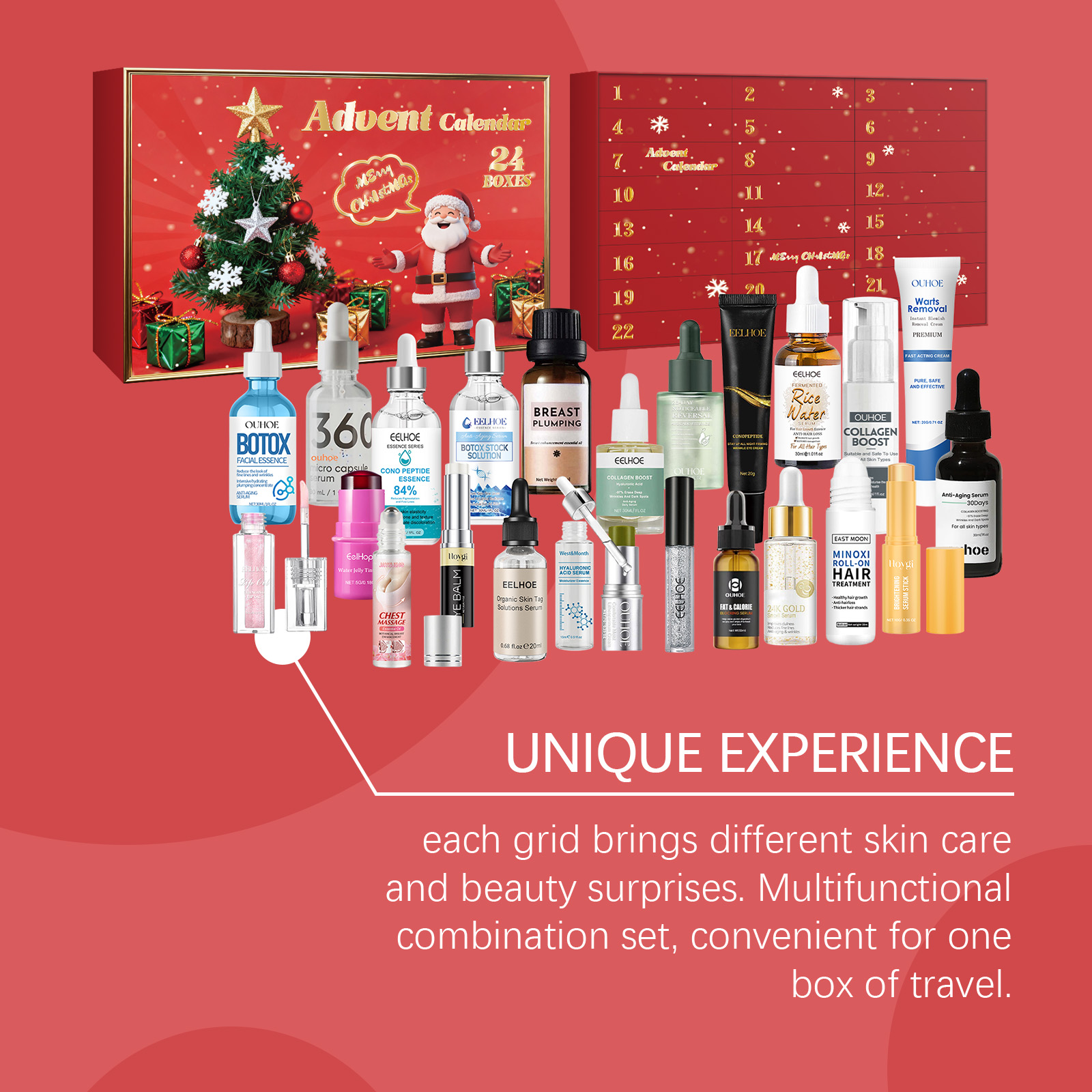 Christmas Countdown Beauty Skincare Gift Box Moisturizing Hydrating Smooth Delicate Facial Care Surprise Blind Box