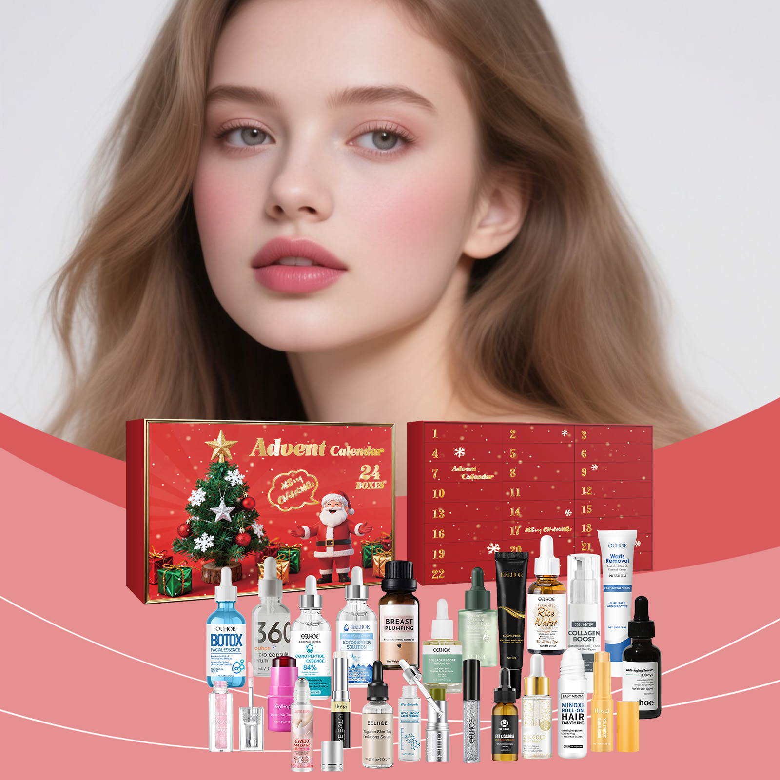 Christmas Countdown Beauty Skincare Gift Box Moisturizing Hydrating Smooth Delicate Facial Care Surprise Blind Box