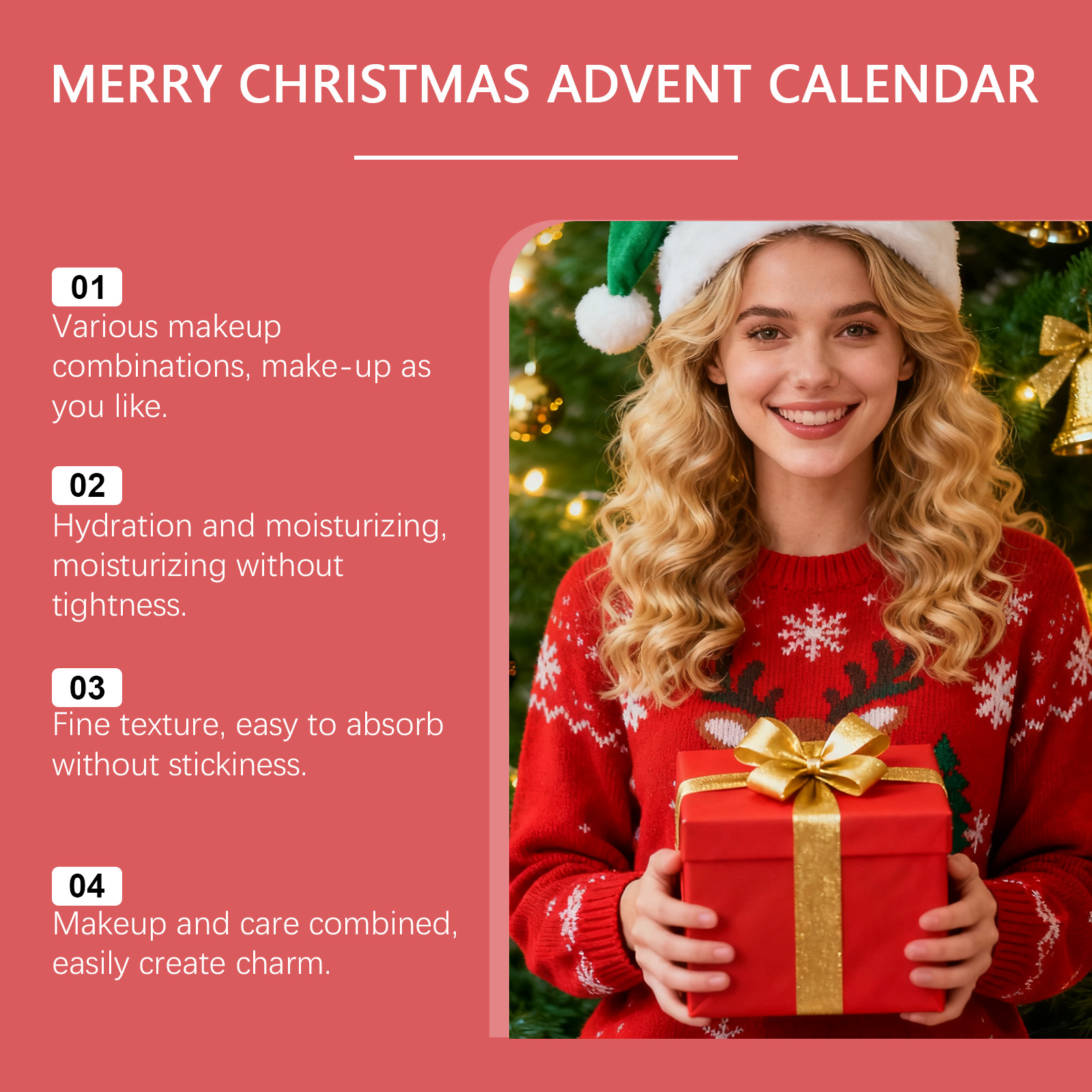 Christmas Countdown Beauty Skincare Gift Box Moisturizing Hydrating Smooth Delicate Facial Care Surprise Blind Box