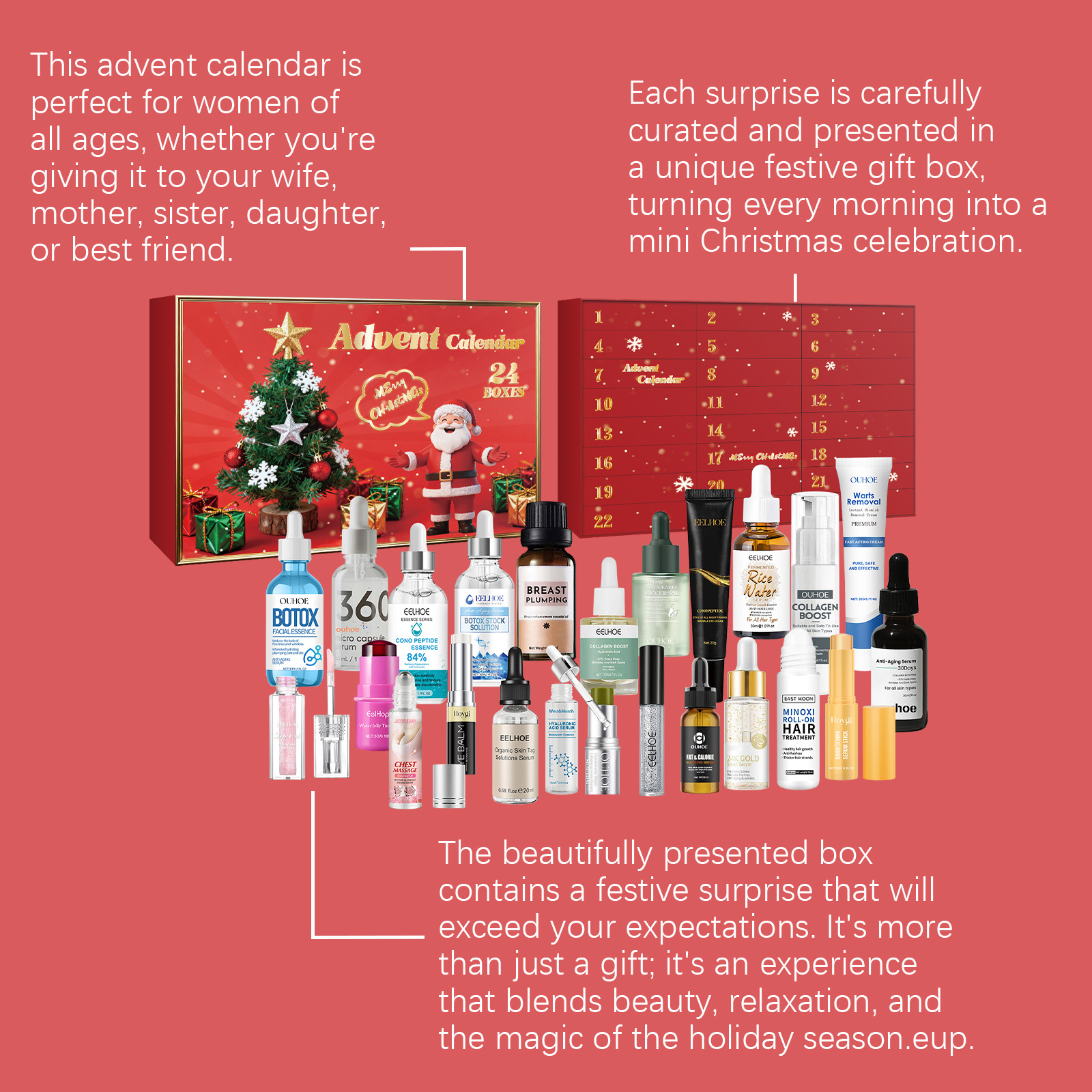 Christmas Countdown Beauty Skincare Gift Box Moisturizing Hydrating Smooth Delicate Facial Care Surprise Blind Box
