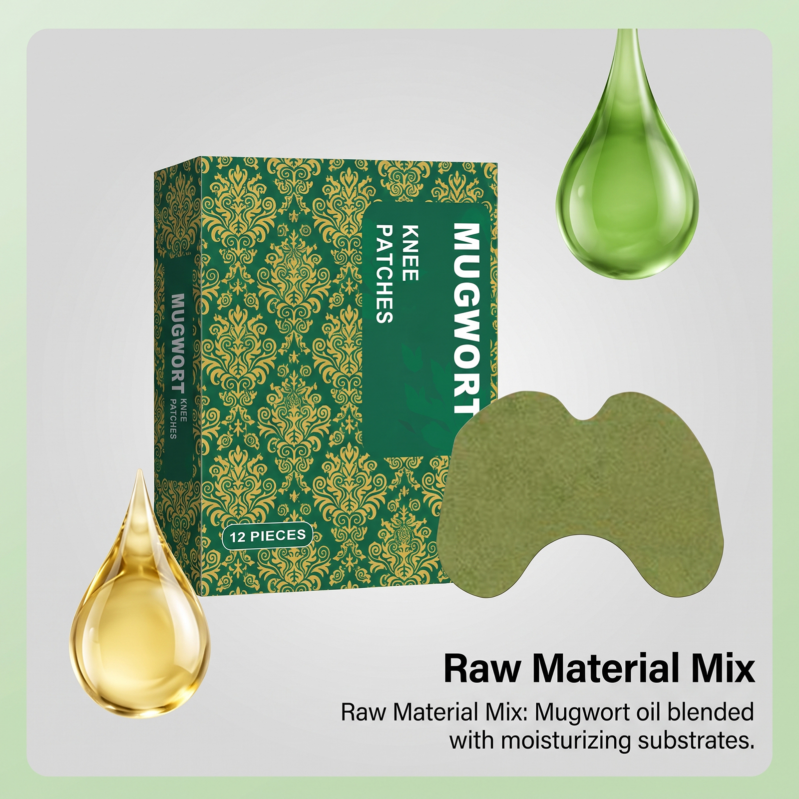 Mugwort Knee Patch Mild Care Knee Joint Gentle Massage Comfort Daily External Patch Skin Friendly Breathable