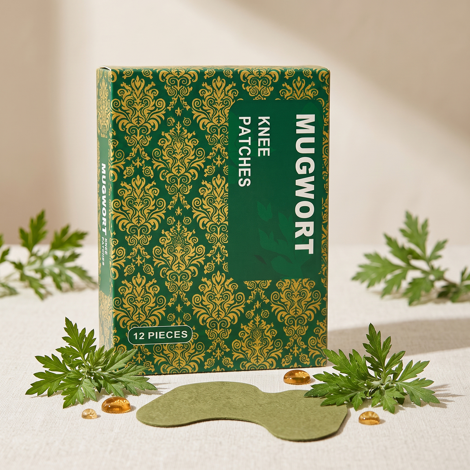 Mugwort Knee Patch Mild Care Knee Joint Gentle Massage Comfort Daily External Patch Skin Friendly Breathable