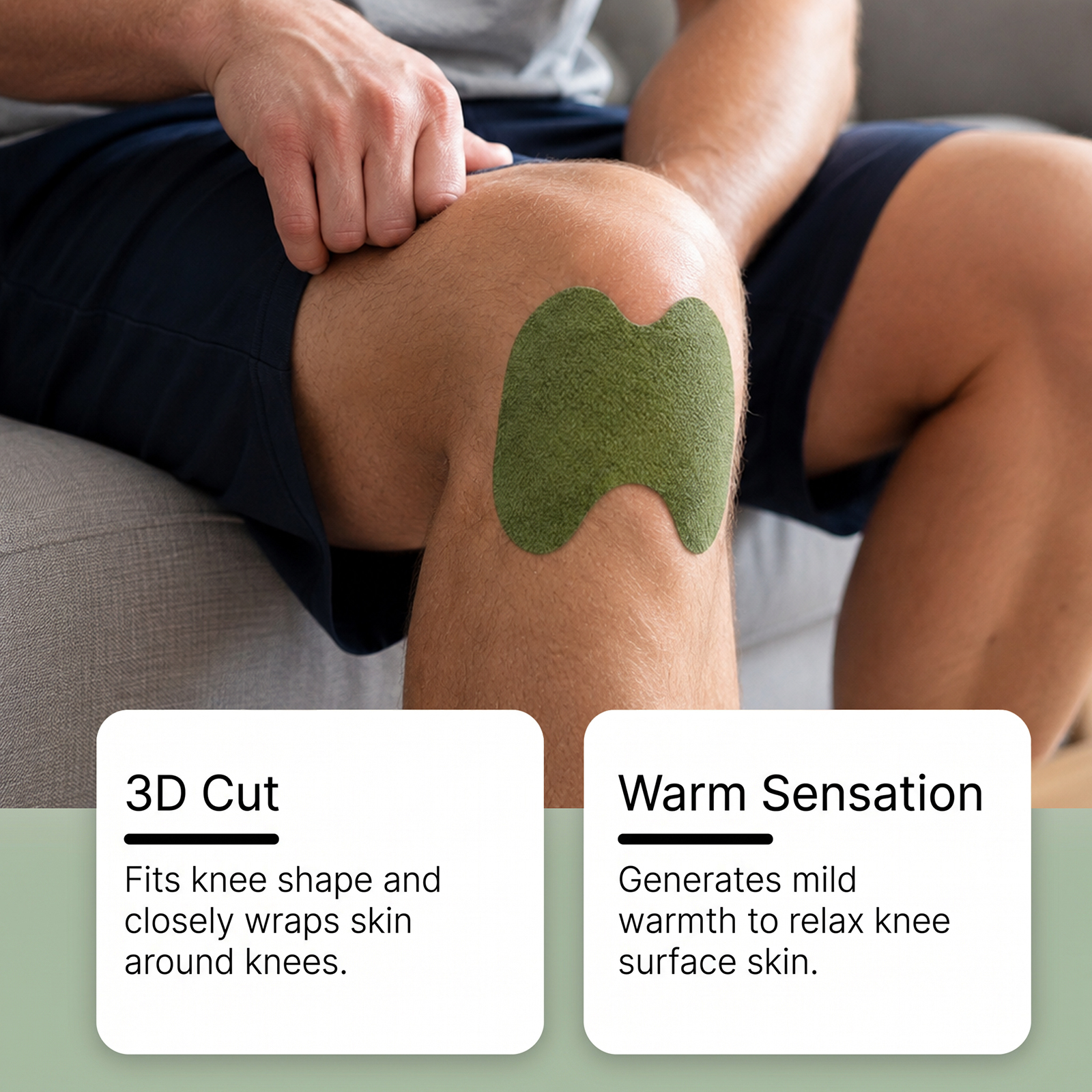 Mugwort Knee Patch Mild Care Knee Joint Gentle Massage Comfort Daily External Patch Skin Friendly Breathable