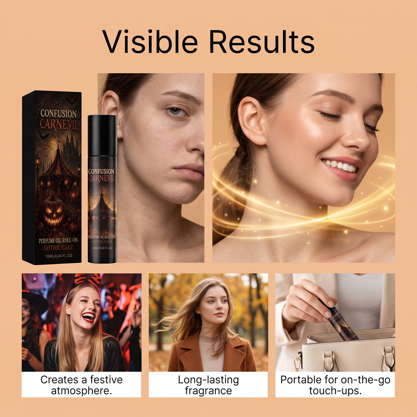 Halloween Fragrance Rollerball Herbal Plant Extract Fresh Smooth Roller Design Clean Body Odor Comfortable Refreshing