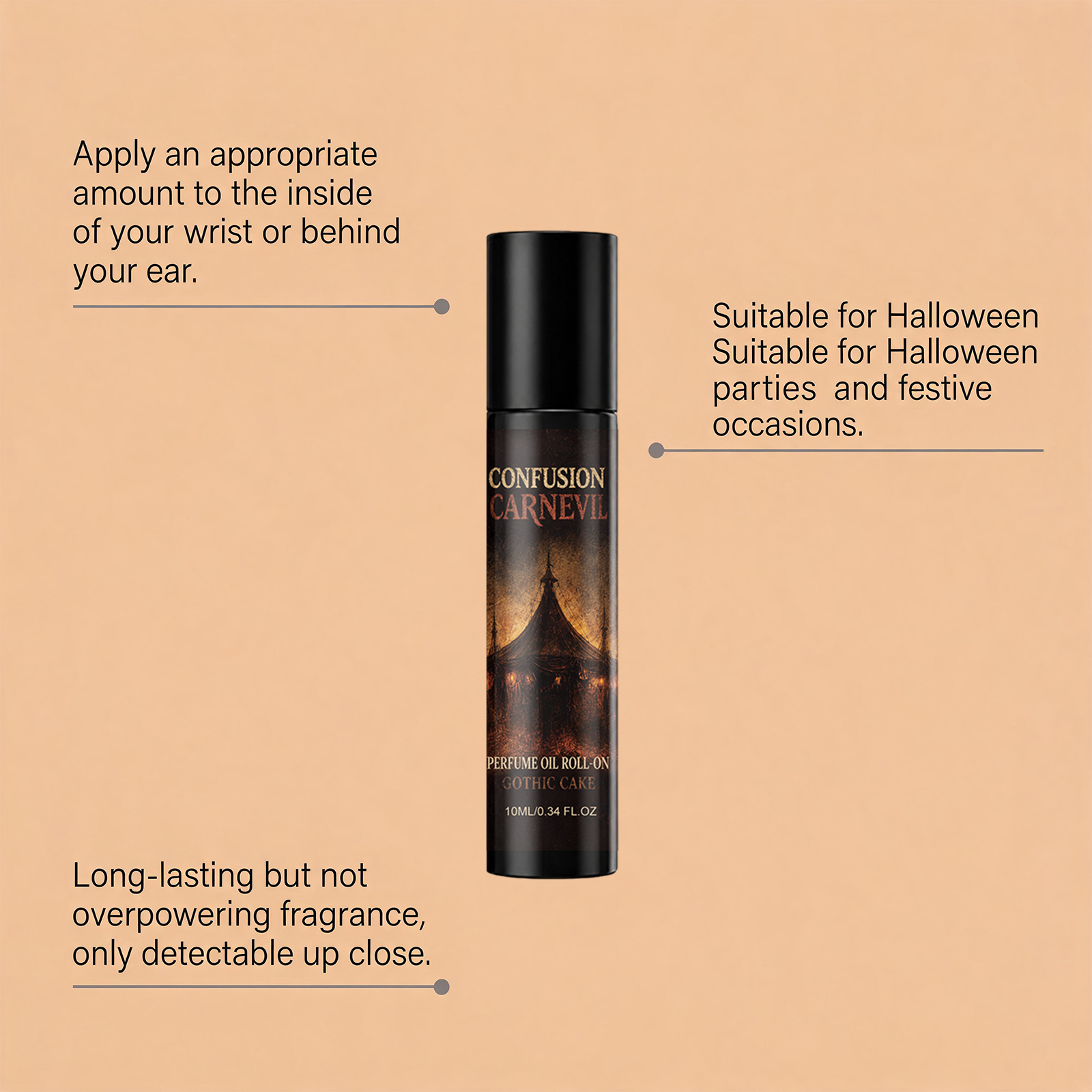 Halloween Fragrance Rollerball Herbal Plant Extract Fresh Smooth Roller Design Clean Body Odor Comfortable Refreshing