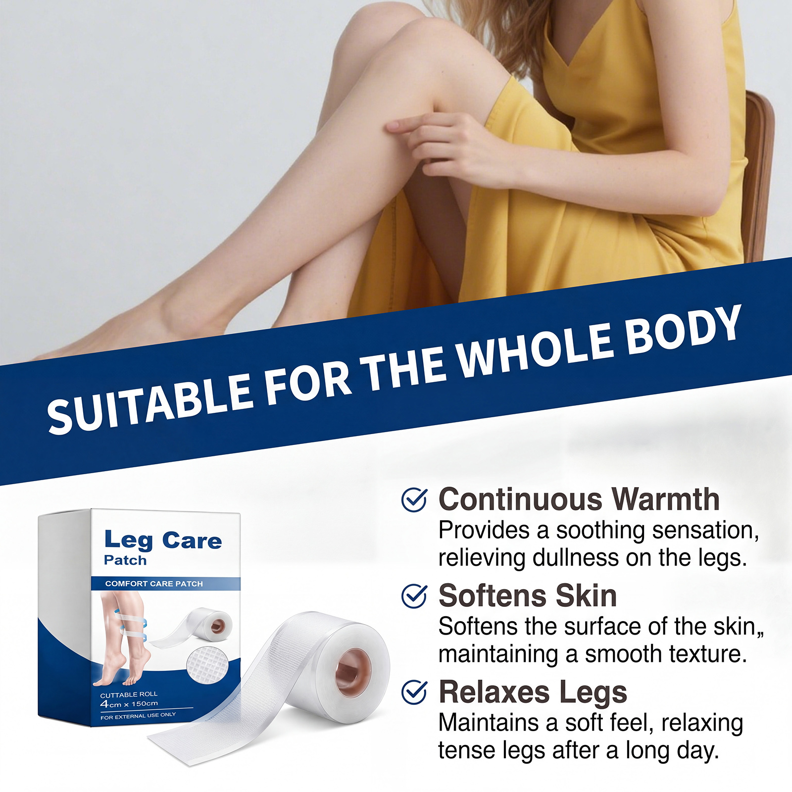 Leg Care Patch Mild Comfort Leg Skin Discomfort Skin Friendly Breathable External Portable Care Patch
