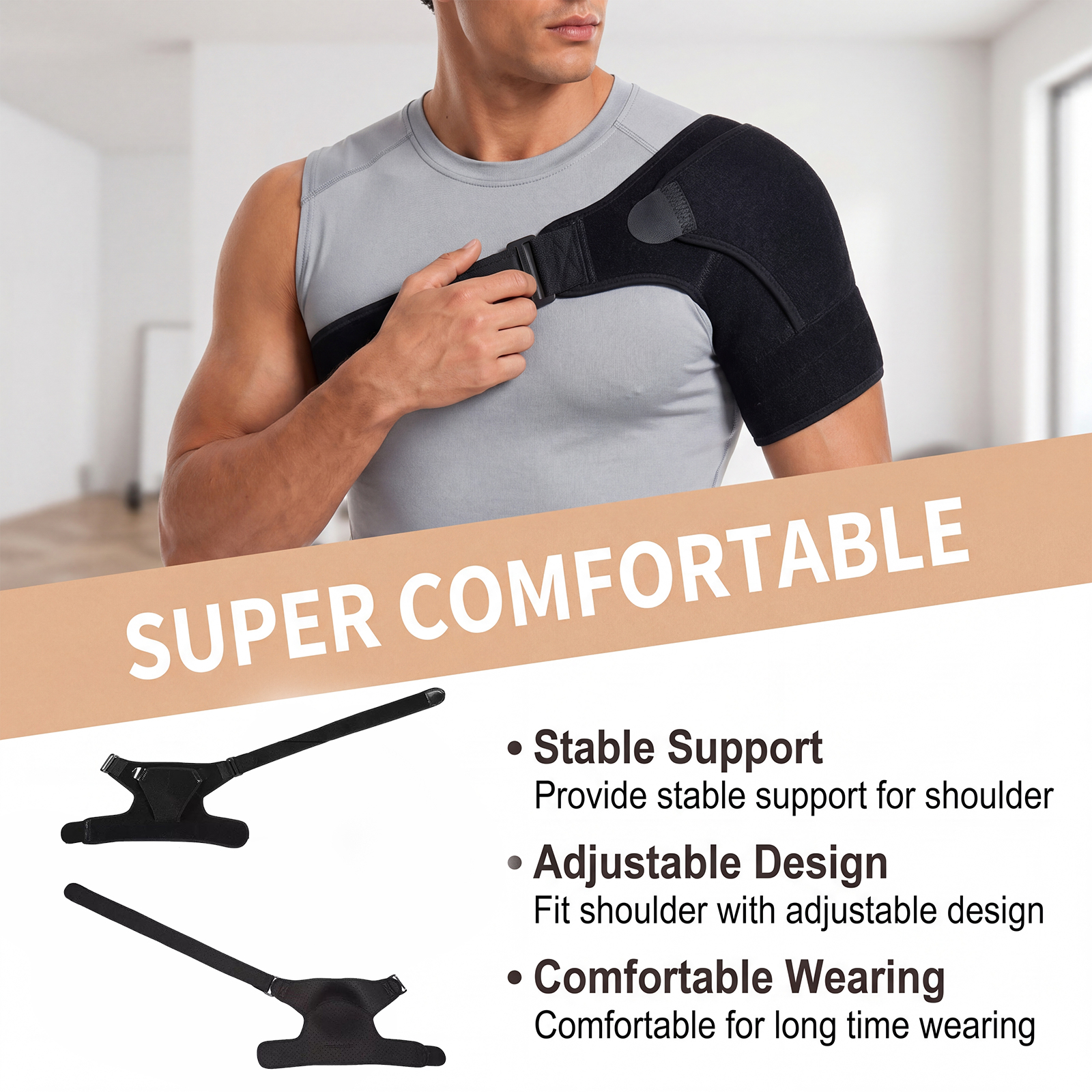 Shoulder Brace Adjustable Composite Flannel Comfort Convenient Wear Soft Daily Body Care Support Gear