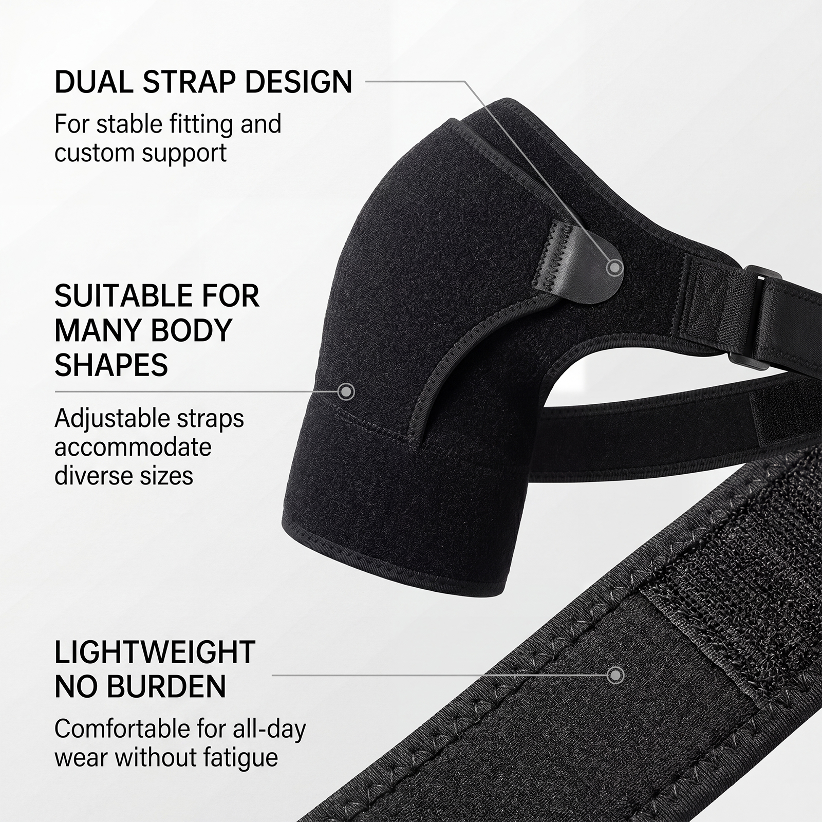 Shoulder Brace Adjustable Composite Flannel Comfort Convenient Wear Soft Daily Body Care Support Gear