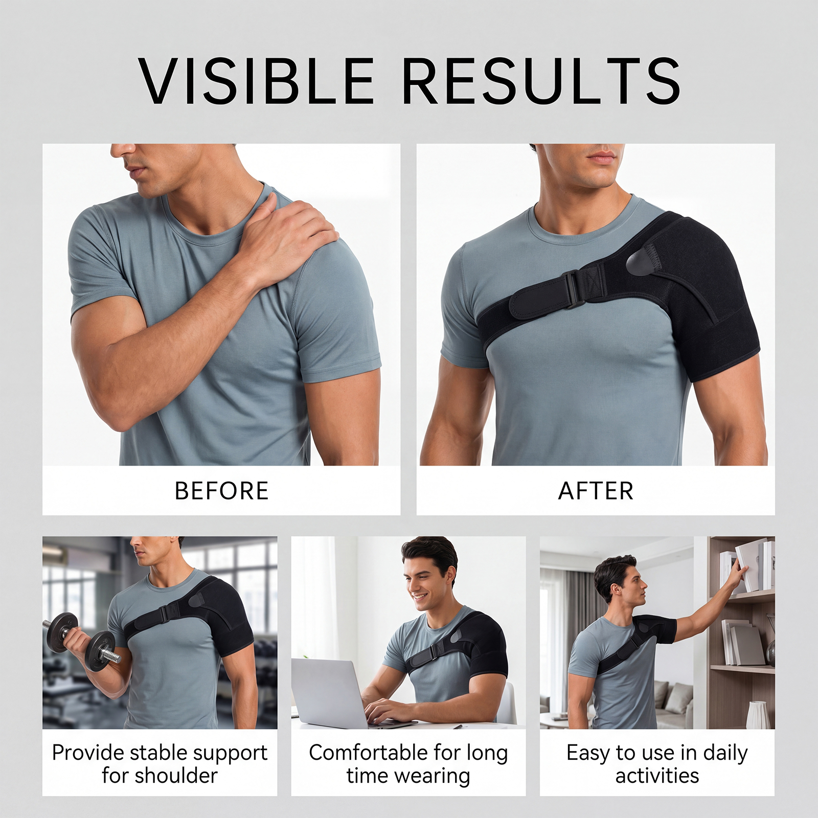 Shoulder Brace Adjustable Composite Flannel Comfort Convenient Wear Soft Daily Body Care Support Gear