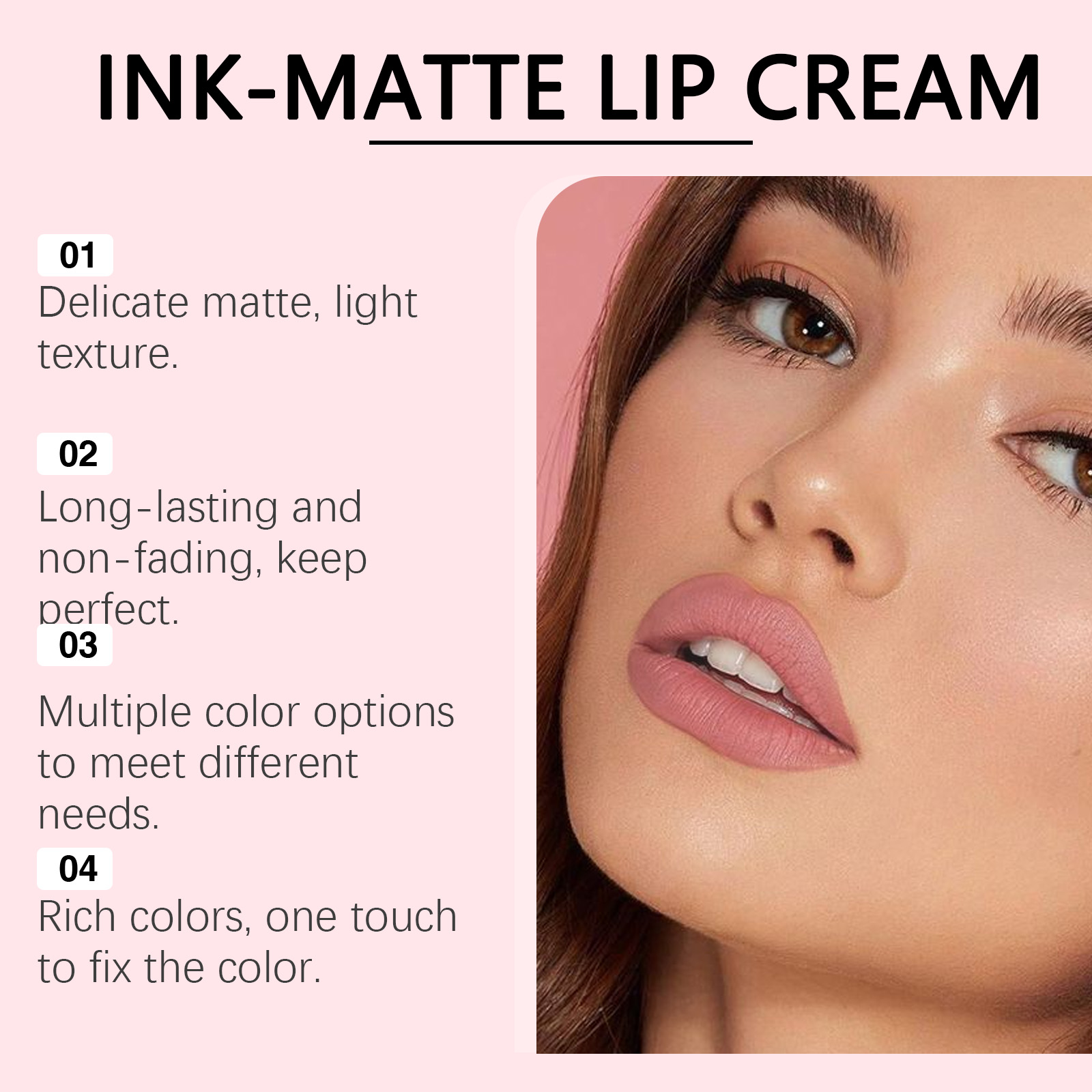 Nude Pink Matte Lip Gloss Moisturizing Silky Non Transfer Natural Brightening Premium Pigmented Lip Makeup