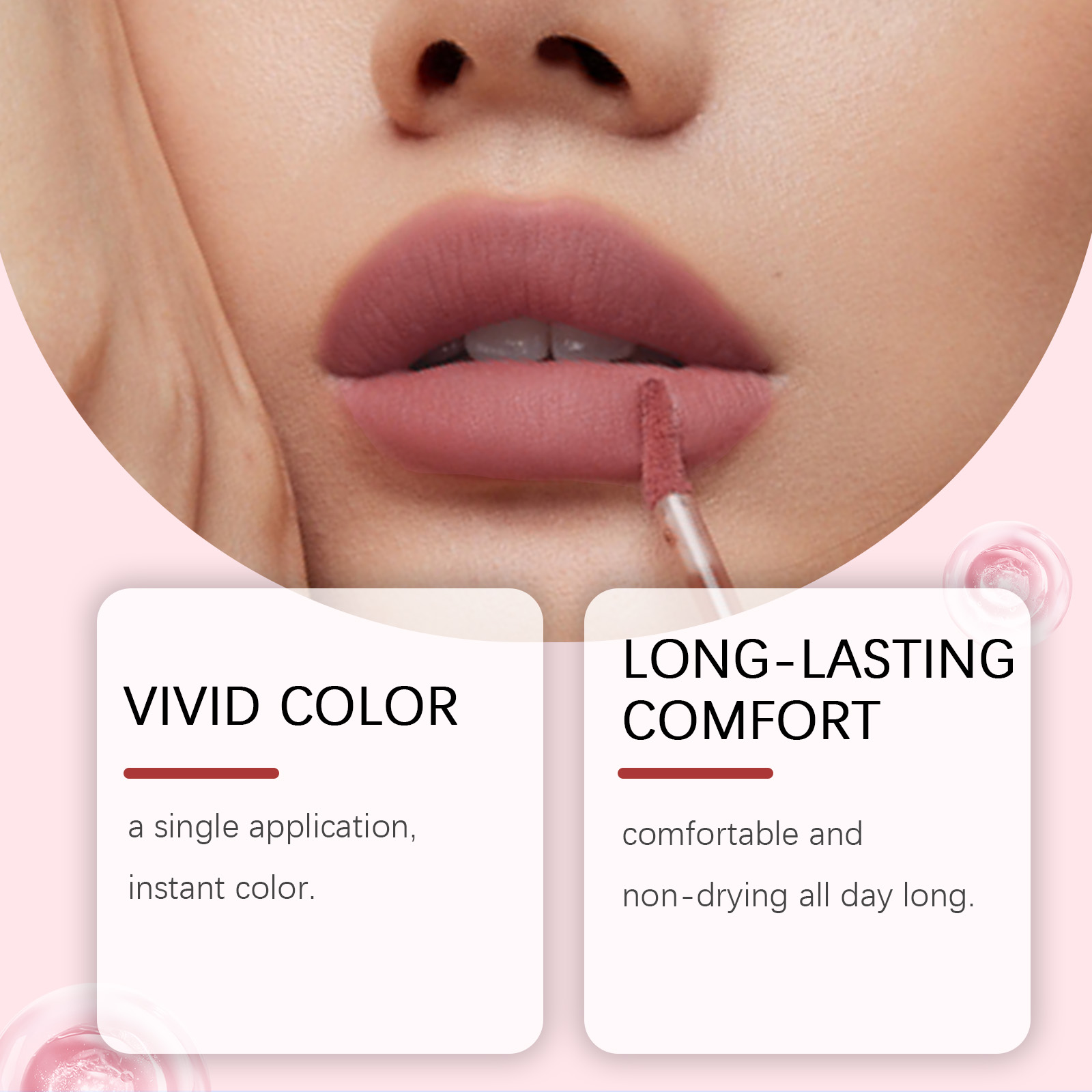 Nude Pink Matte Lip Gloss Moisturizing Silky Non Transfer Natural Brightening Premium Pigmented Lip Makeup