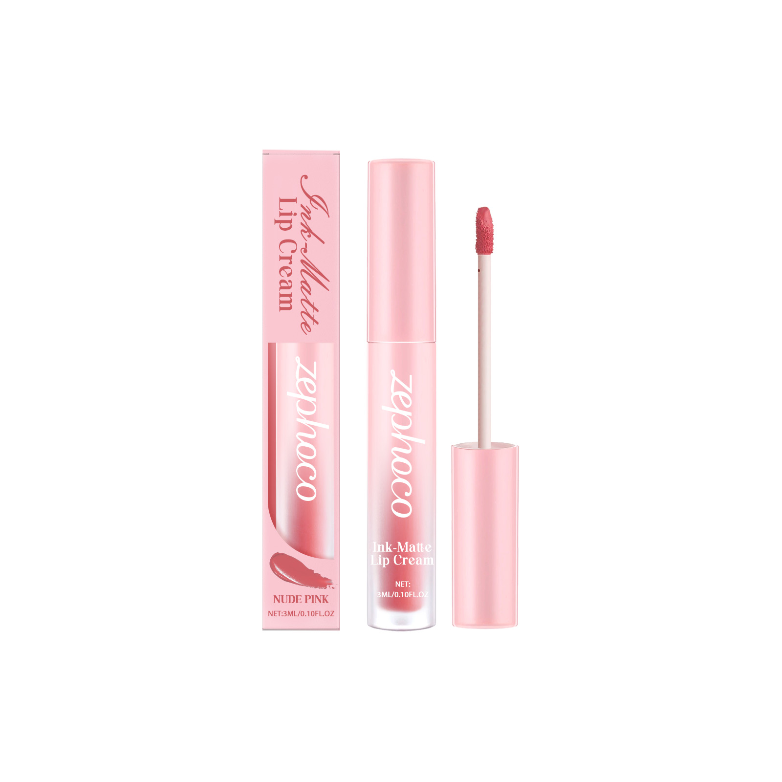 Nude Pink Matte Lip Gloss Moisturizing Silky Non Transfer Natural Brightening Premium Pigmented Lip Makeup