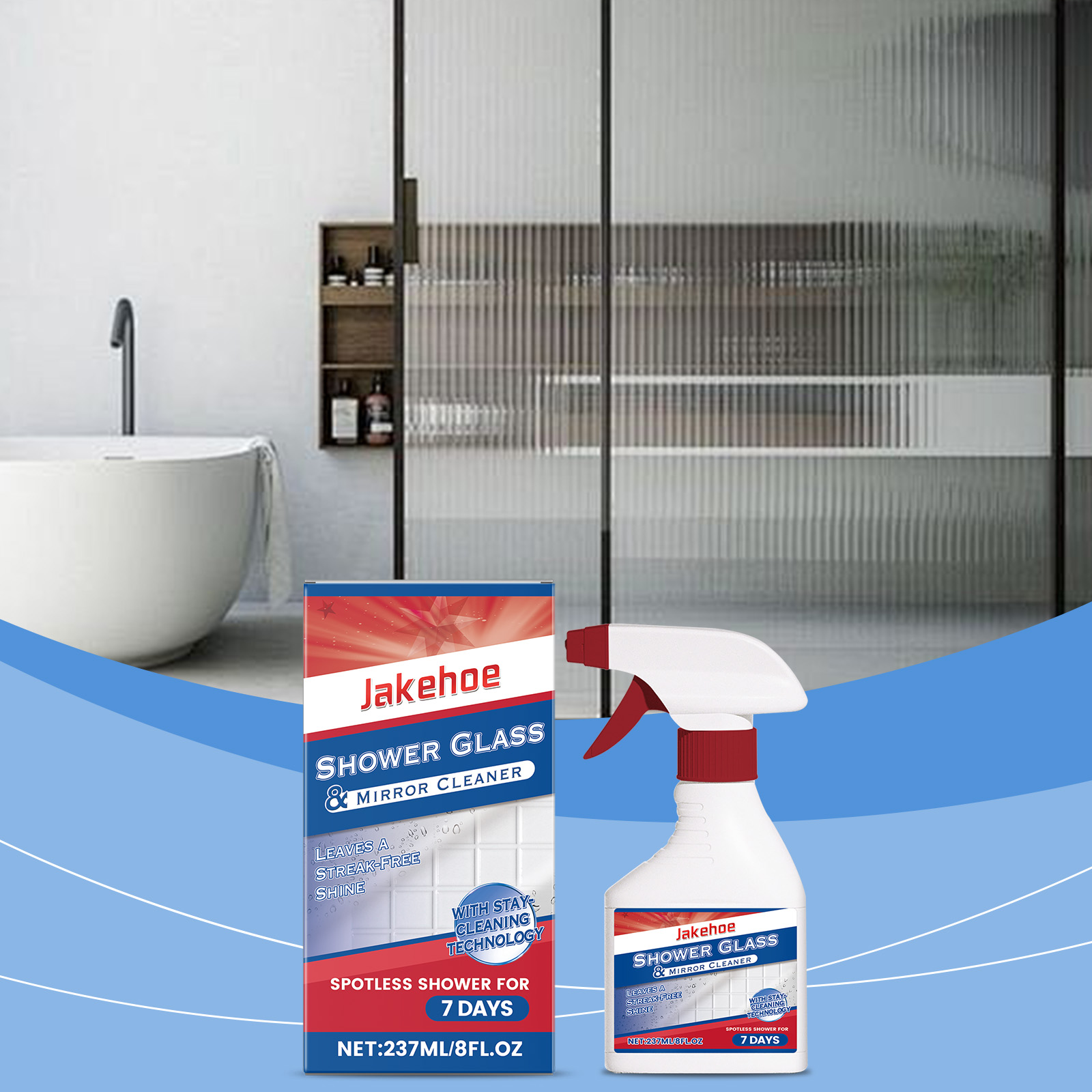 Bathroom Shower Glass Cleaner Limescale Soap Scum Remover Anti Fog For Mirror Tile Daily Cleaning