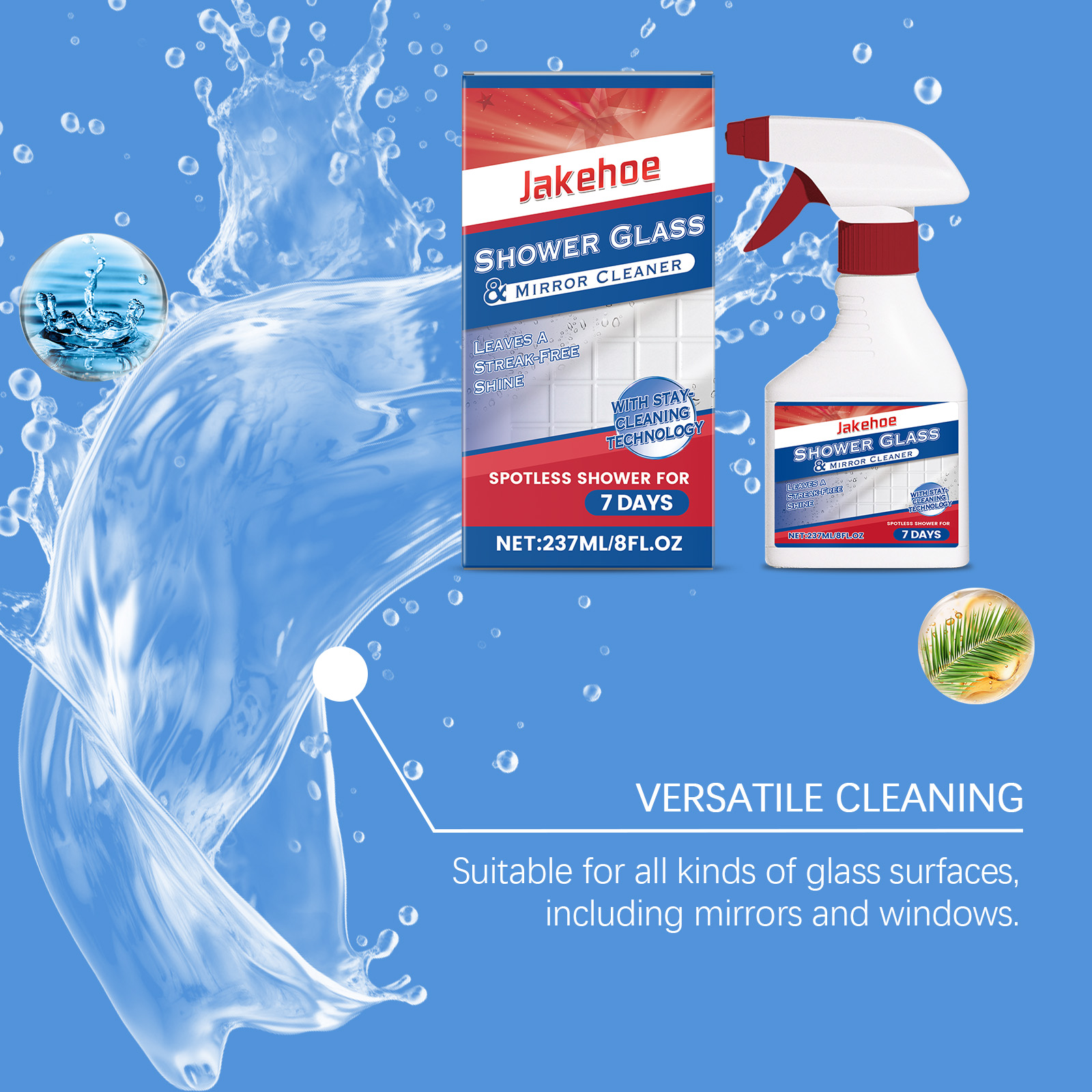 Bathroom Shower Glass Cleaner Limescale Soap Scum Remover Anti Fog For Mirror Tile Daily Cleaning
