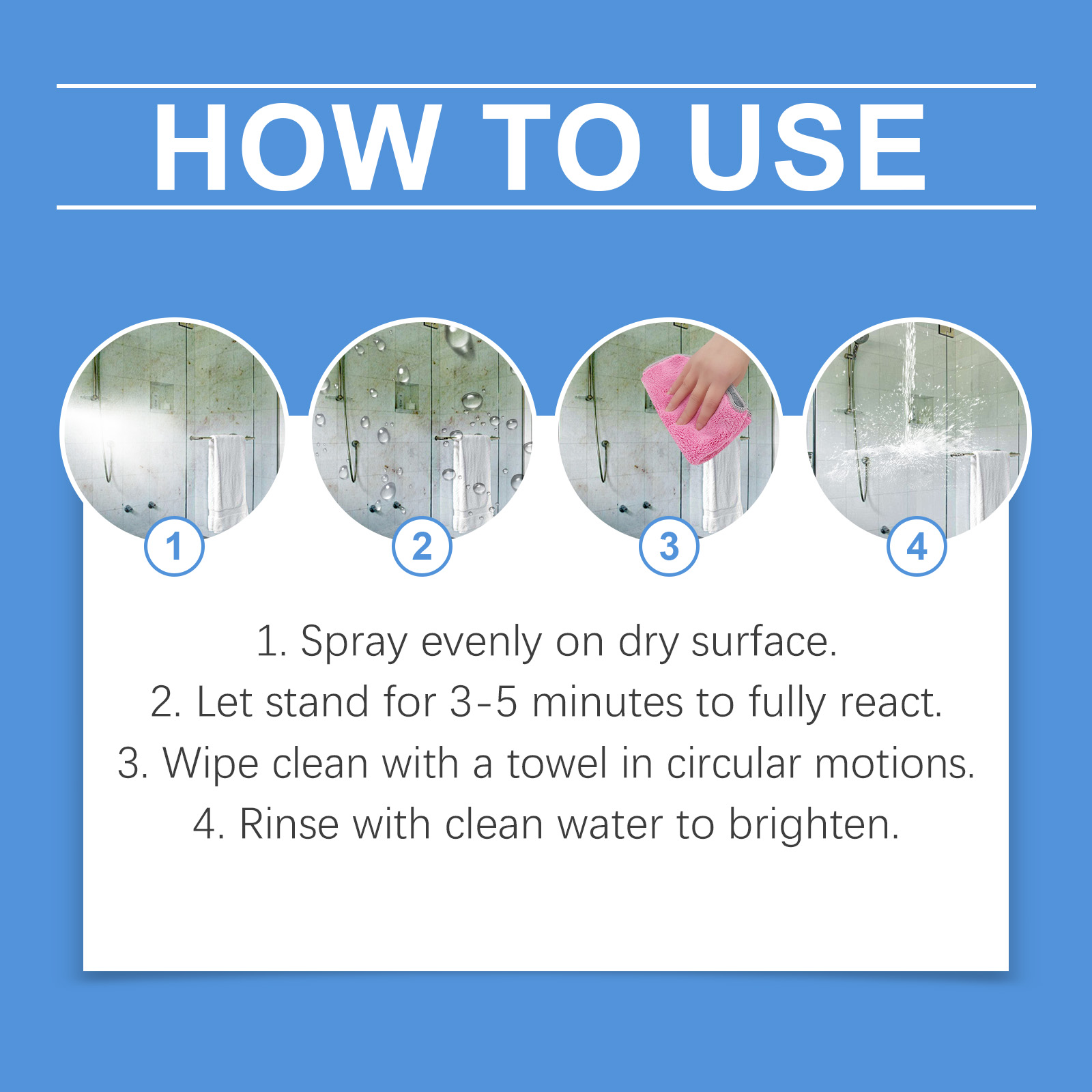 Bathroom Shower Glass Cleaner Limescale Soap Scum Remover Anti Fog For Mirror Tile Daily Cleaning