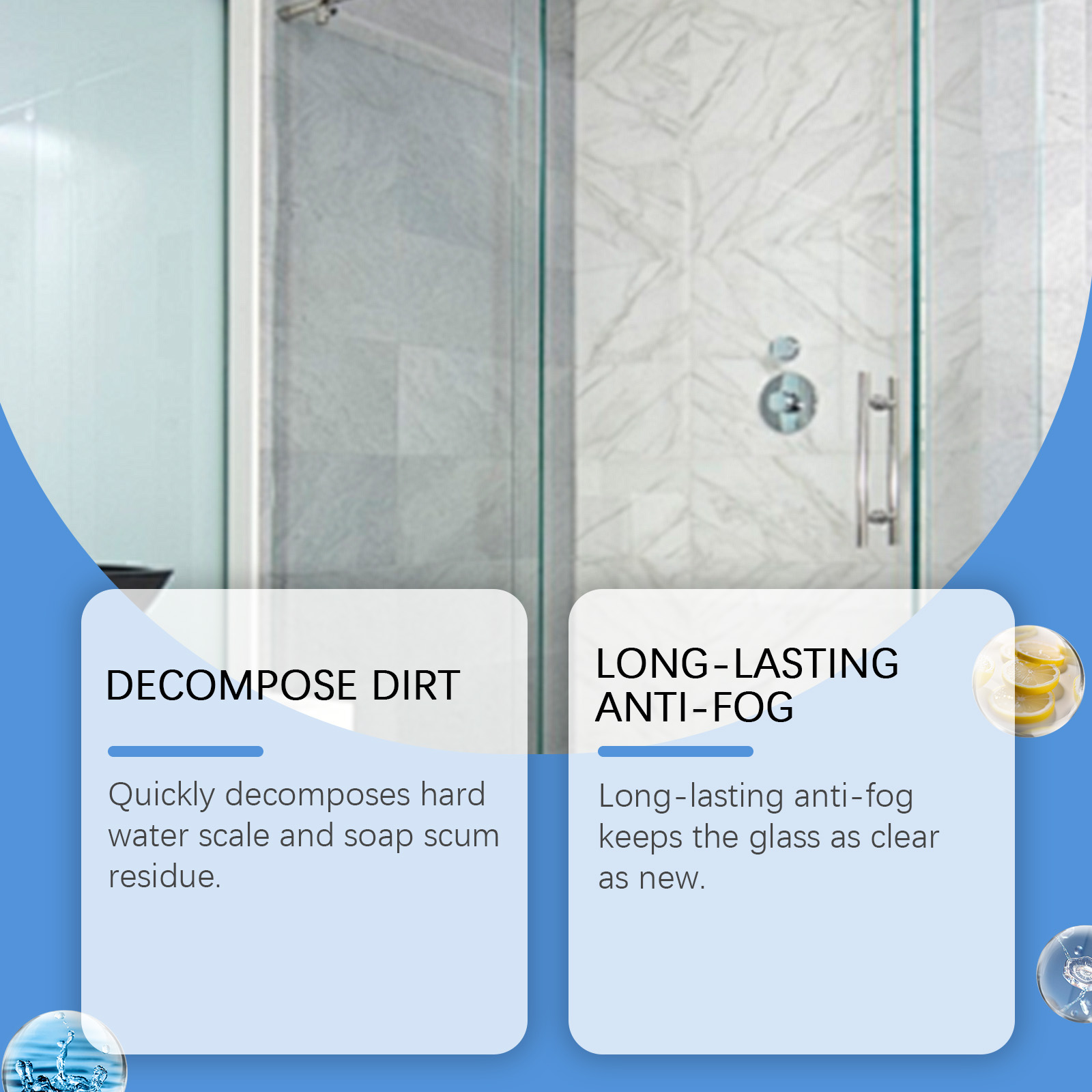 Bathroom Shower Glass Cleaner Limescale Soap Scum Remover Anti Fog For Mirror Tile Daily Cleaning