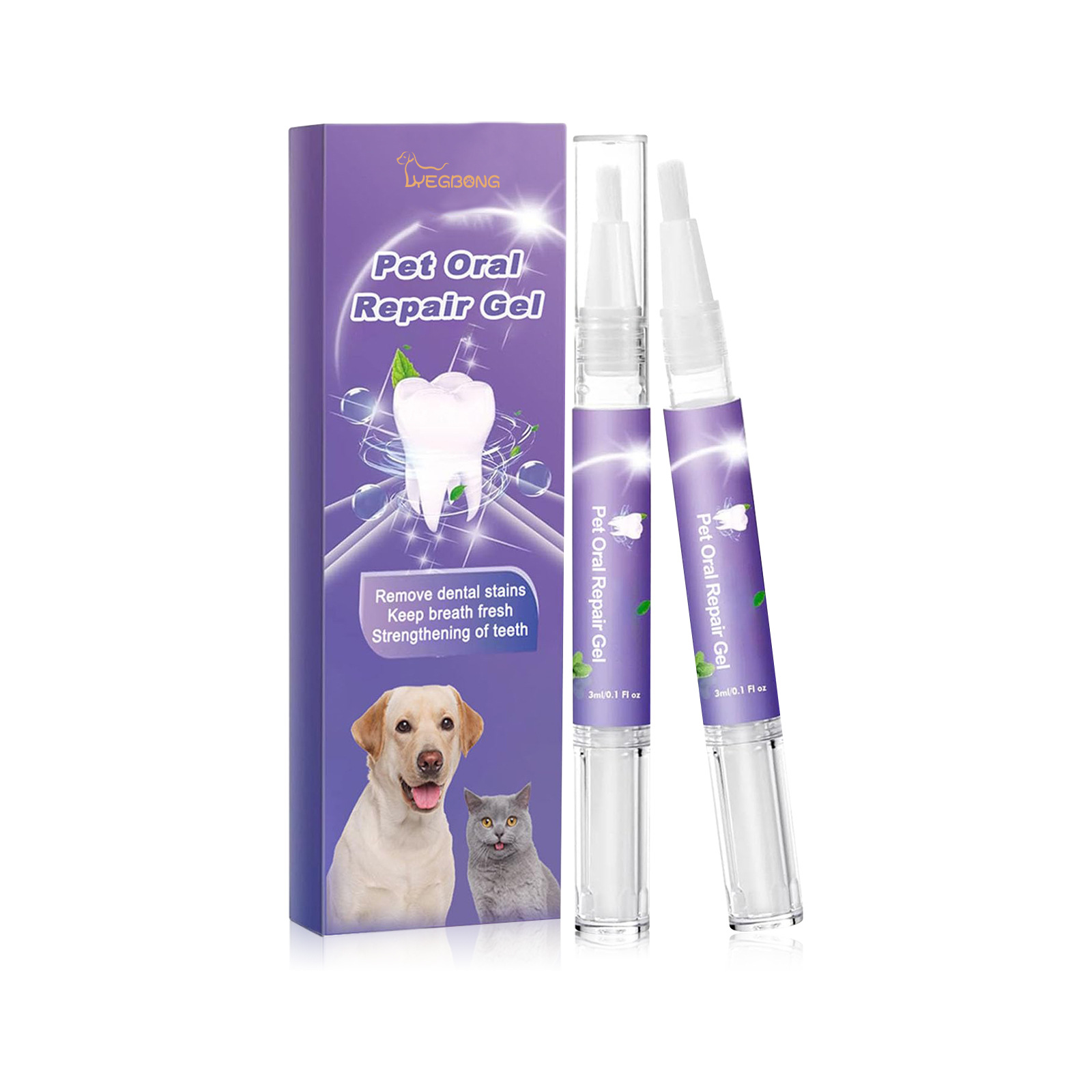 Pet Oral Repair Gel 2 PCS Deep Cleaning For Dogs Cats Teeth Stains Breath Freshening Dental Care