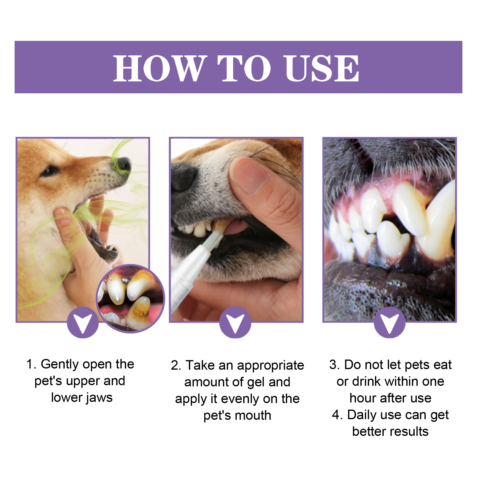 Pet Oral Repair Gel 2 PCS Deep Cleaning For Dogs Cats Teeth Stains Breath Freshening Dental Care