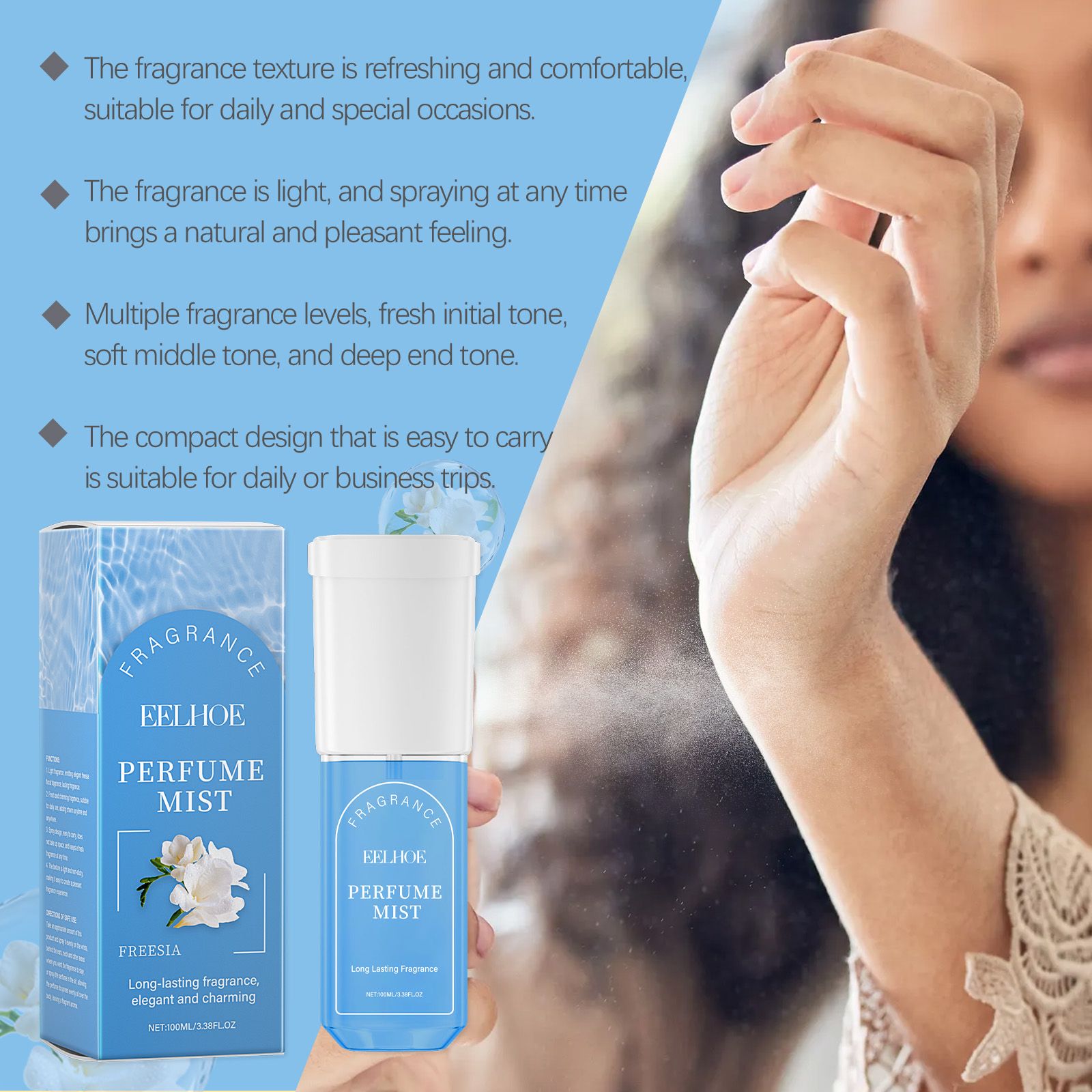 Freesia Body Perfume Spray Caramel Coconut Fresh Long Lasting For Daily Wear