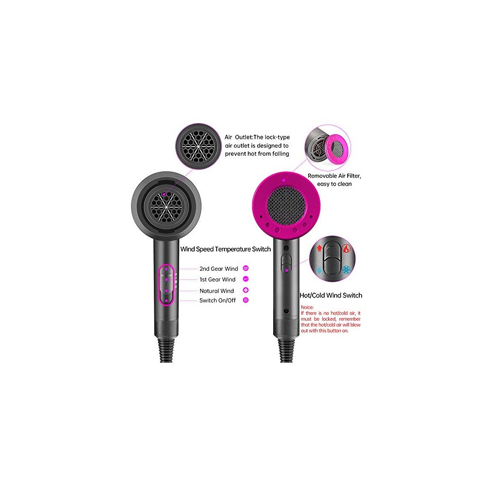 1800W Professional Hair Dryer with Diffuser Ionic Conditioning - Powerful, Fast Hairdrye