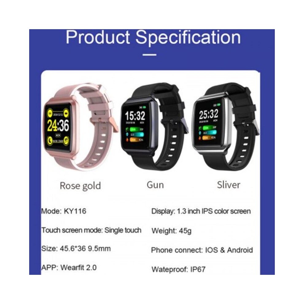 Smart Watch Touch Color Screen Blood Pressure Smartwatch Women Heart Rate Activity Track