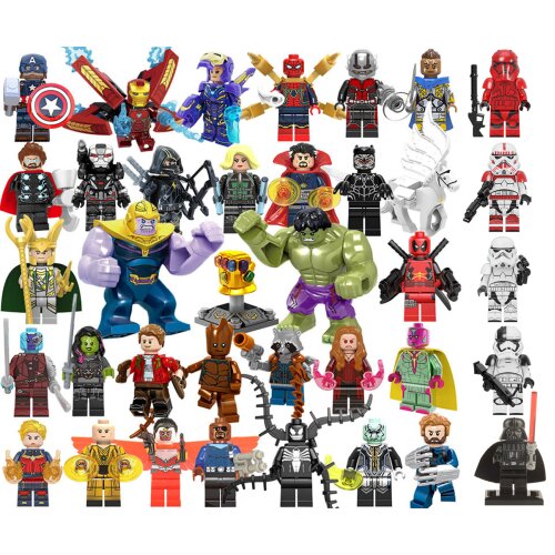 Superhero Avengers Minifigures Star Wars Stormtrooper Building Blocks Kit Compatible Toys Fit Lego Complete Full Set of 37 Birthday Party Supplies Gift for Kids