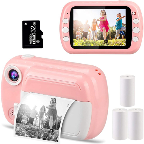 Instant Print Camera Child Digital Camera Kids 1080P HD Video Camera with 32G Card Birthday Christmas Gift for Boys and Girls