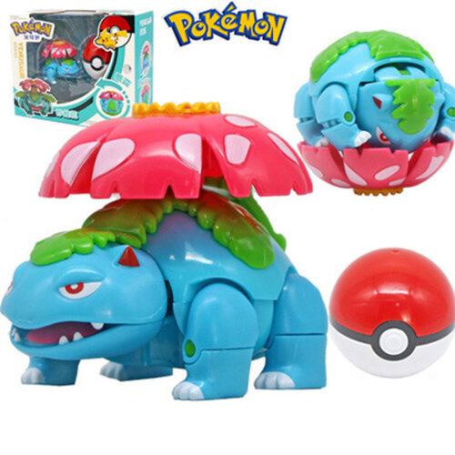 Venusaur Poke Ball Deformable Pokemon Ball Action Figures Clip Carry Ball for Throwing Children Fun Toy Game Gifts