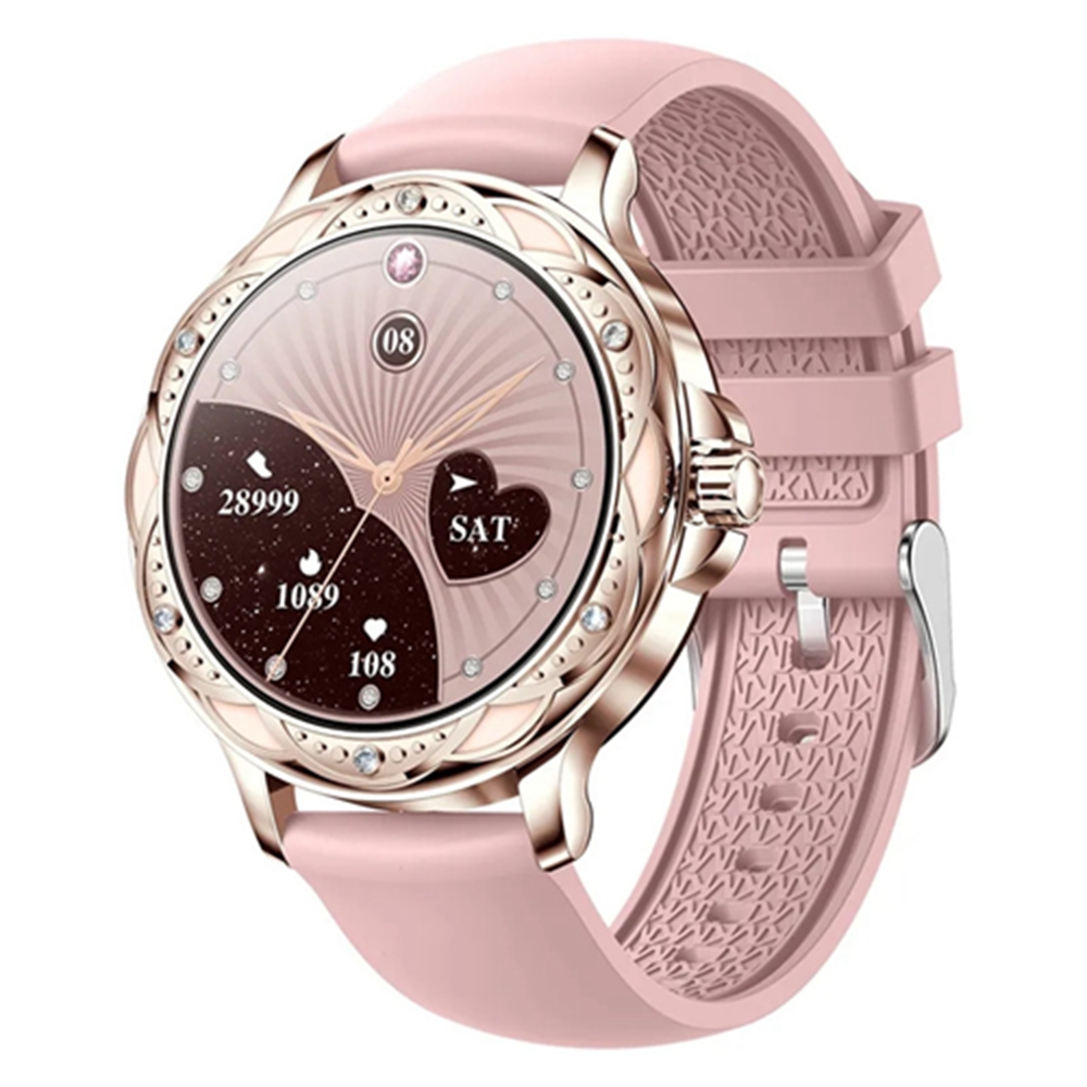 (Pink) Smart Watch Fitness Tracker Blood Pressure Heart Rate Women Sport Watches Oxygen Ladies Wristwatch For Android iOS