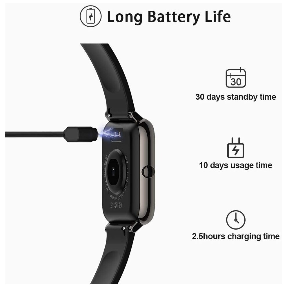 Fitness Tracker Smart Watch With Blood Oxygen Blood Pressure Heart Rate Black