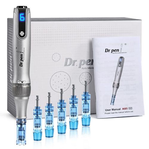 Dr.pen Microneedling Professional Dermapen M8S Wireless Derma Roller Pen with 6pcs 12PIN 36PIN Replacement Cartridges Needle 6 Speed Levels Adjustable