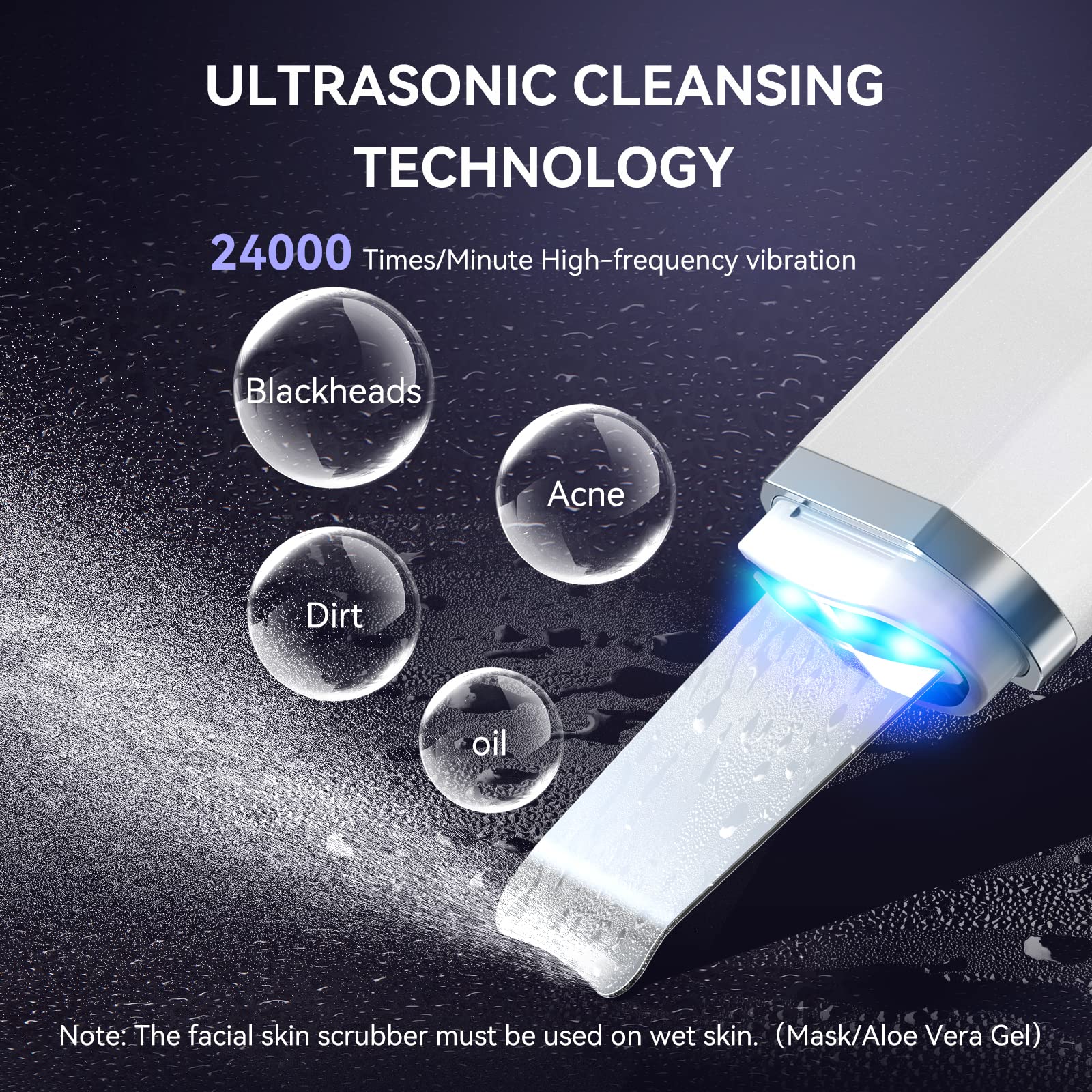 Skin Scrubber Blackhead Remover Facial Skin Spatula Ultrasonic Cleaner Pore Acne Cleaner Tool Waterproof Facial Scraper Skin Care Device Deep Cleaning