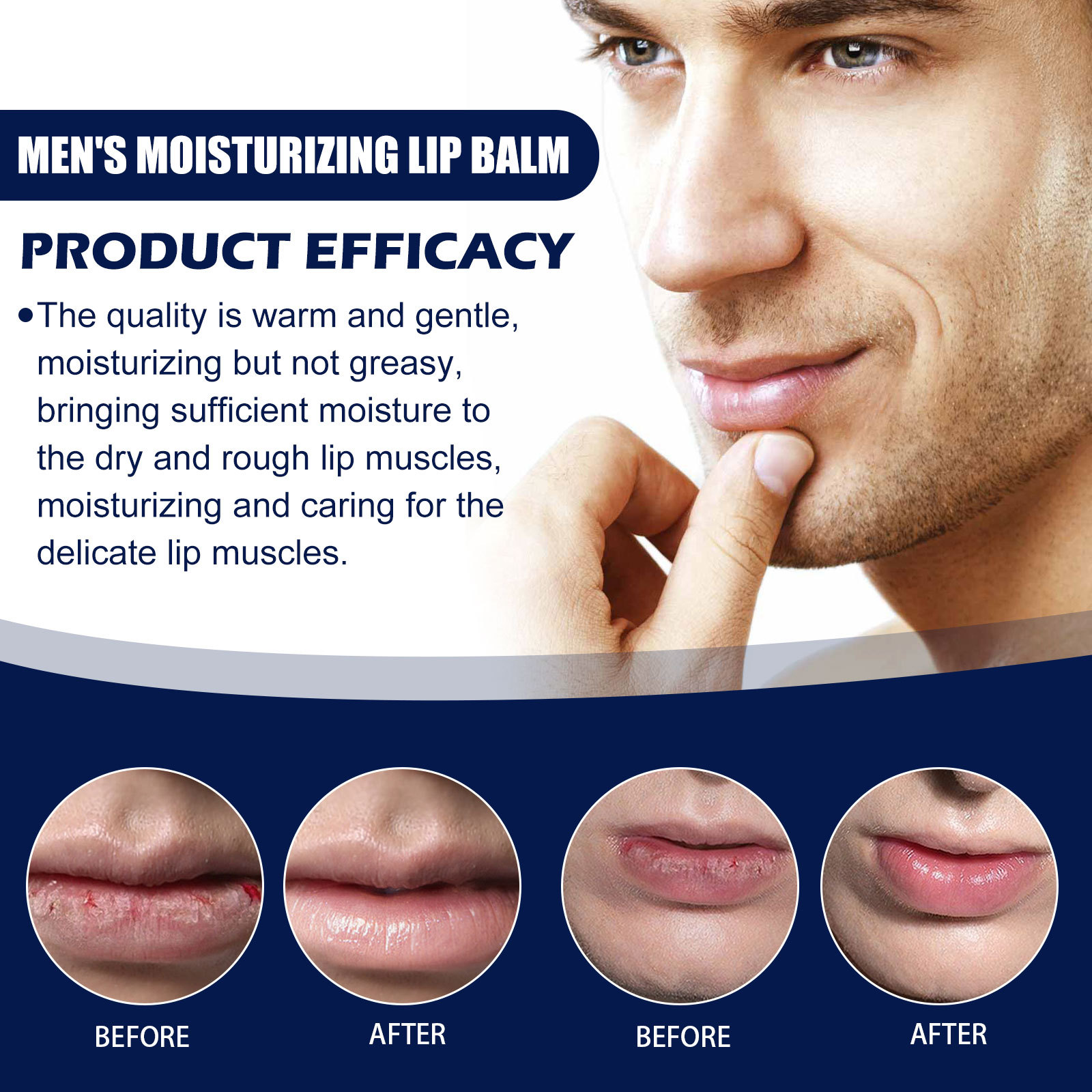 Mens Lip Balm Lipstick Enhancer Conditioner Long Lasting Moisturizing Hydration Anti-dry Cracking Reshape Chapped Refreshing Lips Care