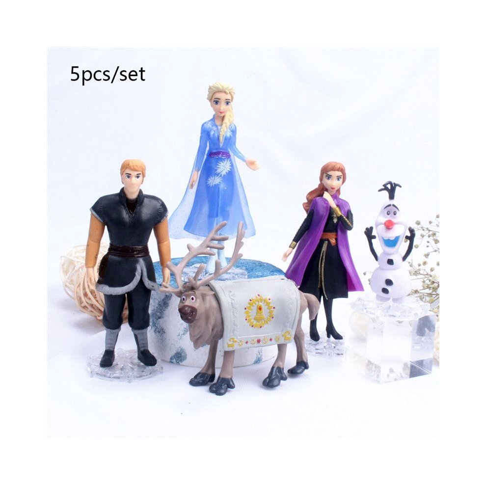 5pcs Snow Queen Anna Elsa Frozen 2 Olaf Sven Kristoff Princess Action Figure Toy