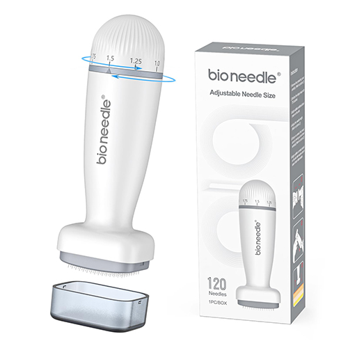 Bioneedle Derma Stamp 120 Titanium Microneedling Stamp Adjustable dermastamp 0-2mm Derma Roller Microneedling Pen for Hair Growth Face Skin Care BIO120