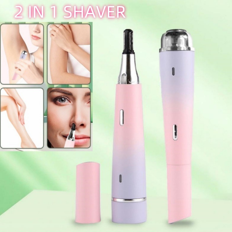 2 in1 USB Rechargeable Hair Remover for Women Compact Electric Shaver Nose Trimmer