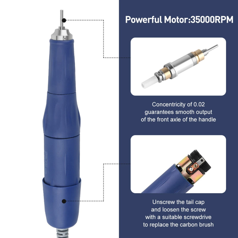 Electric Nail Drill Machine 40000RPM Electric Nail Manicure Machine Adjustable Speed Manicure Pedicure Electric Nail File Gel Nails Exfoliating Polishing